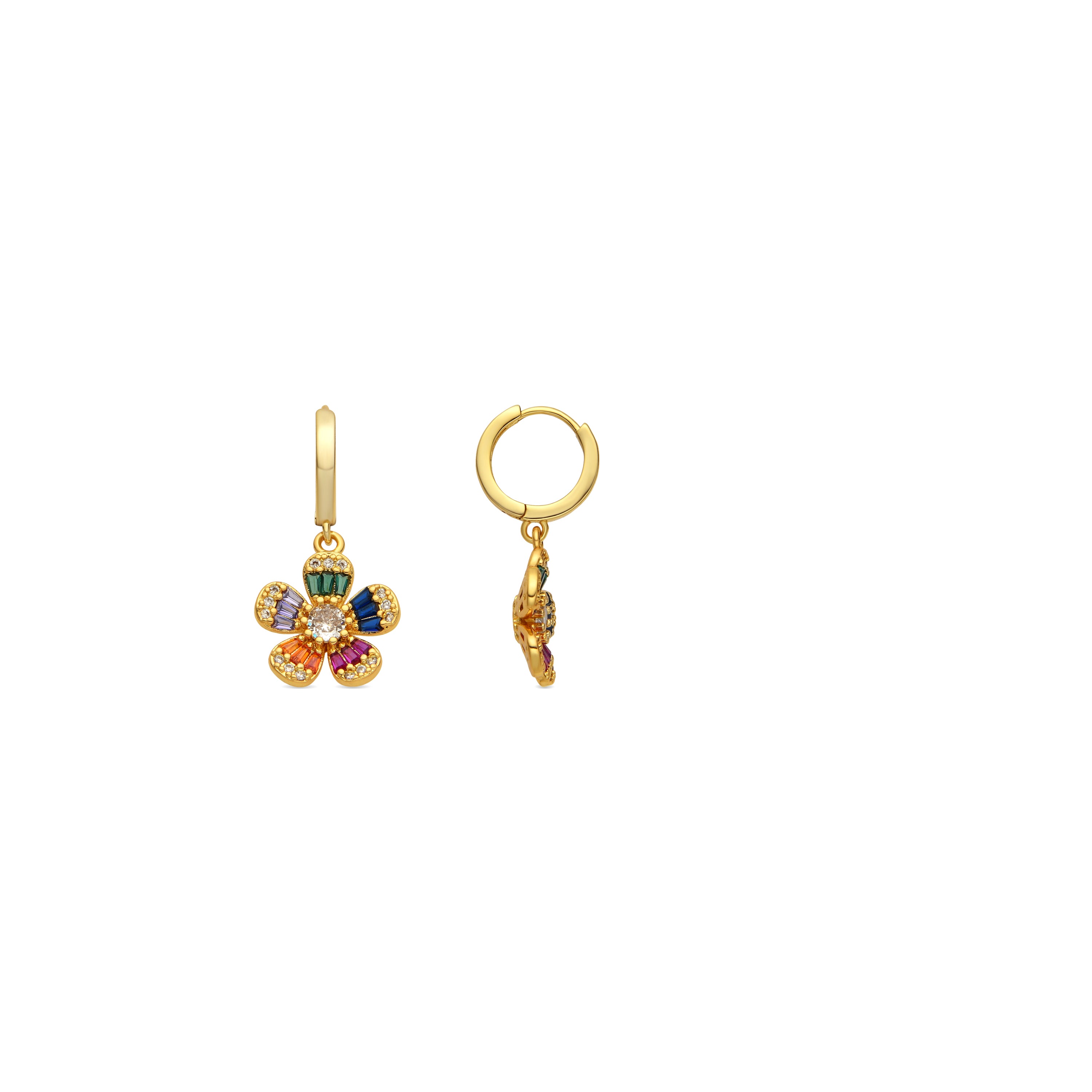 Pendientes de Plata de Ley 925 y Circonita Multicolor acabado oro amarillo de 18k - Biur