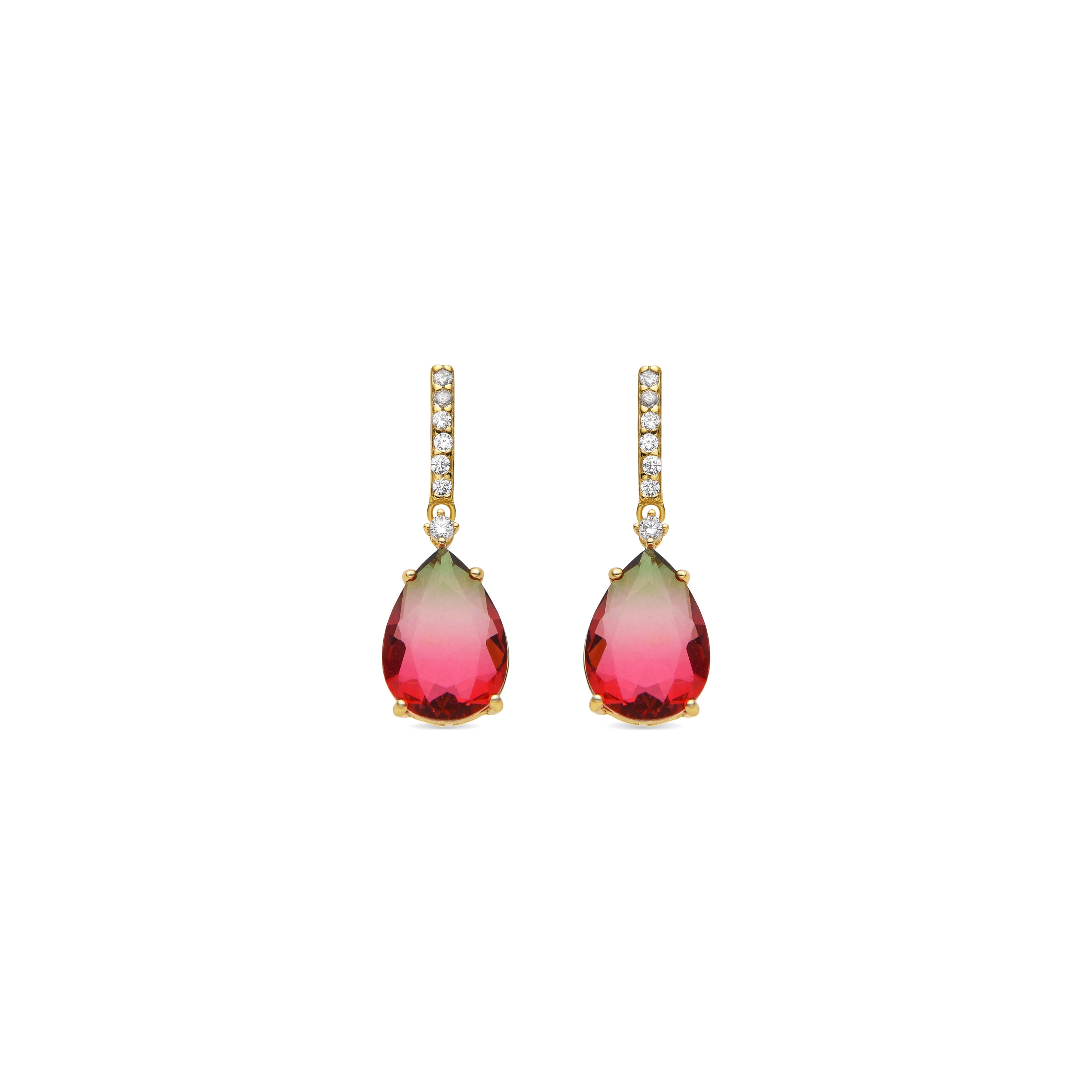 Pendientes de Plata de Ley 925 y Cuarzo Hidrotermal Turmalina acabado oro amarillo de 18k - Ukso