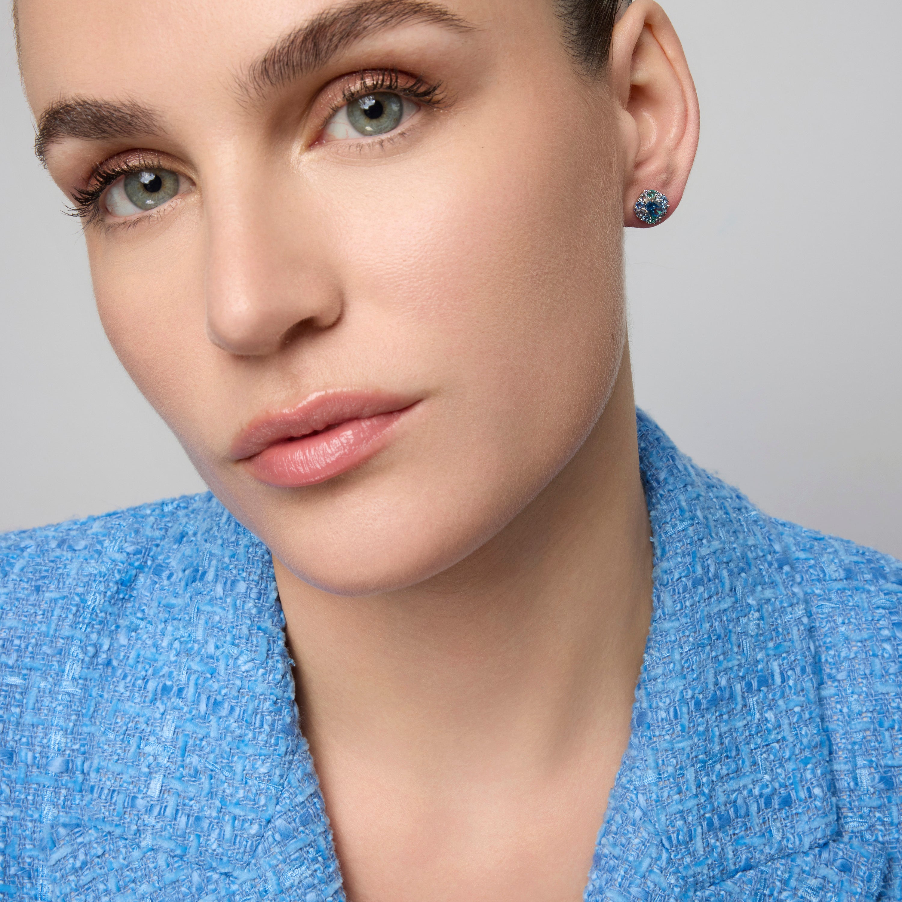 Pendientes de Plata de Ley 925 y Circonita Zafiro acabado rodio - Mezay