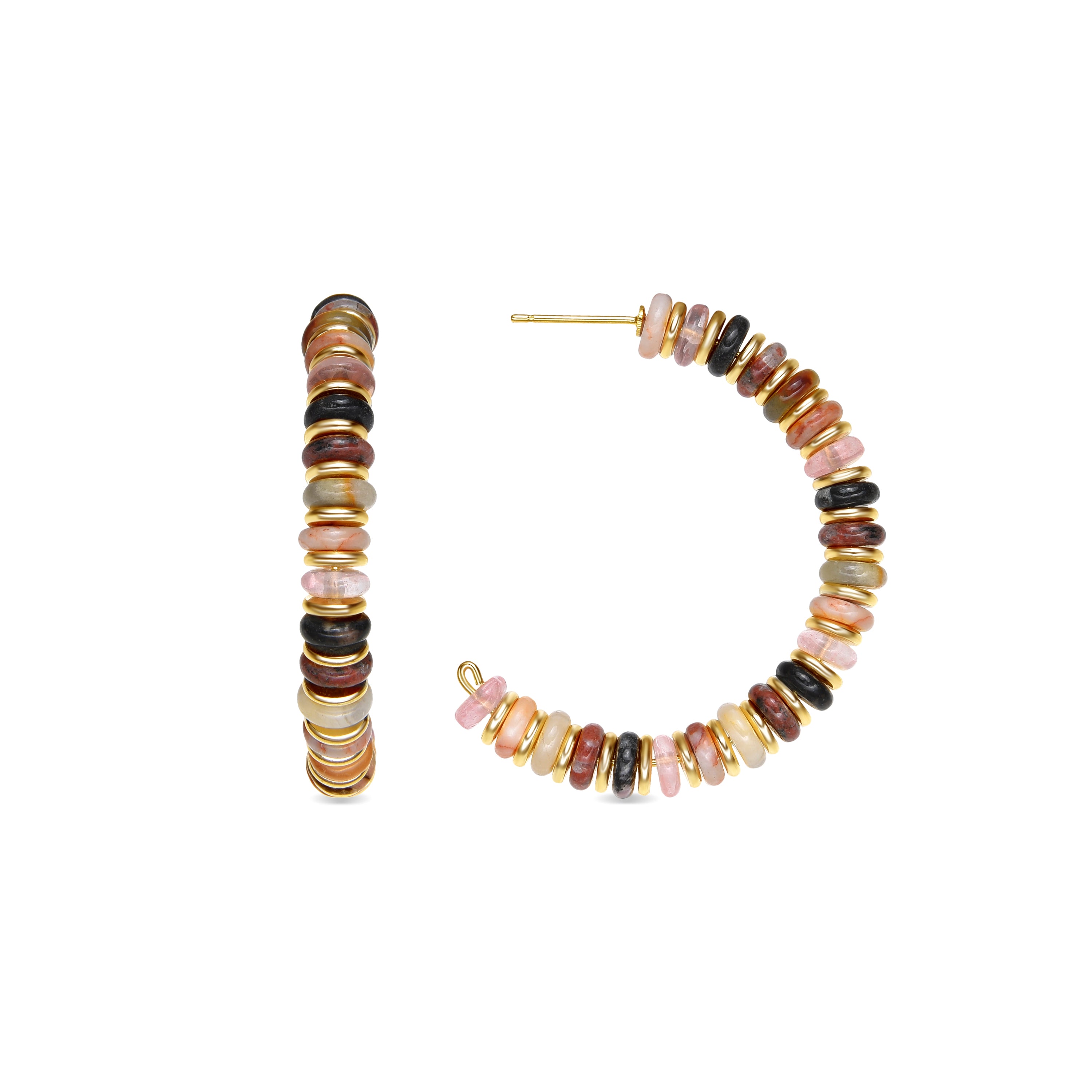 Pendientes de Plata de Ley 925 y Agata Multicolor acabado oro amarillo de 18k - Umex