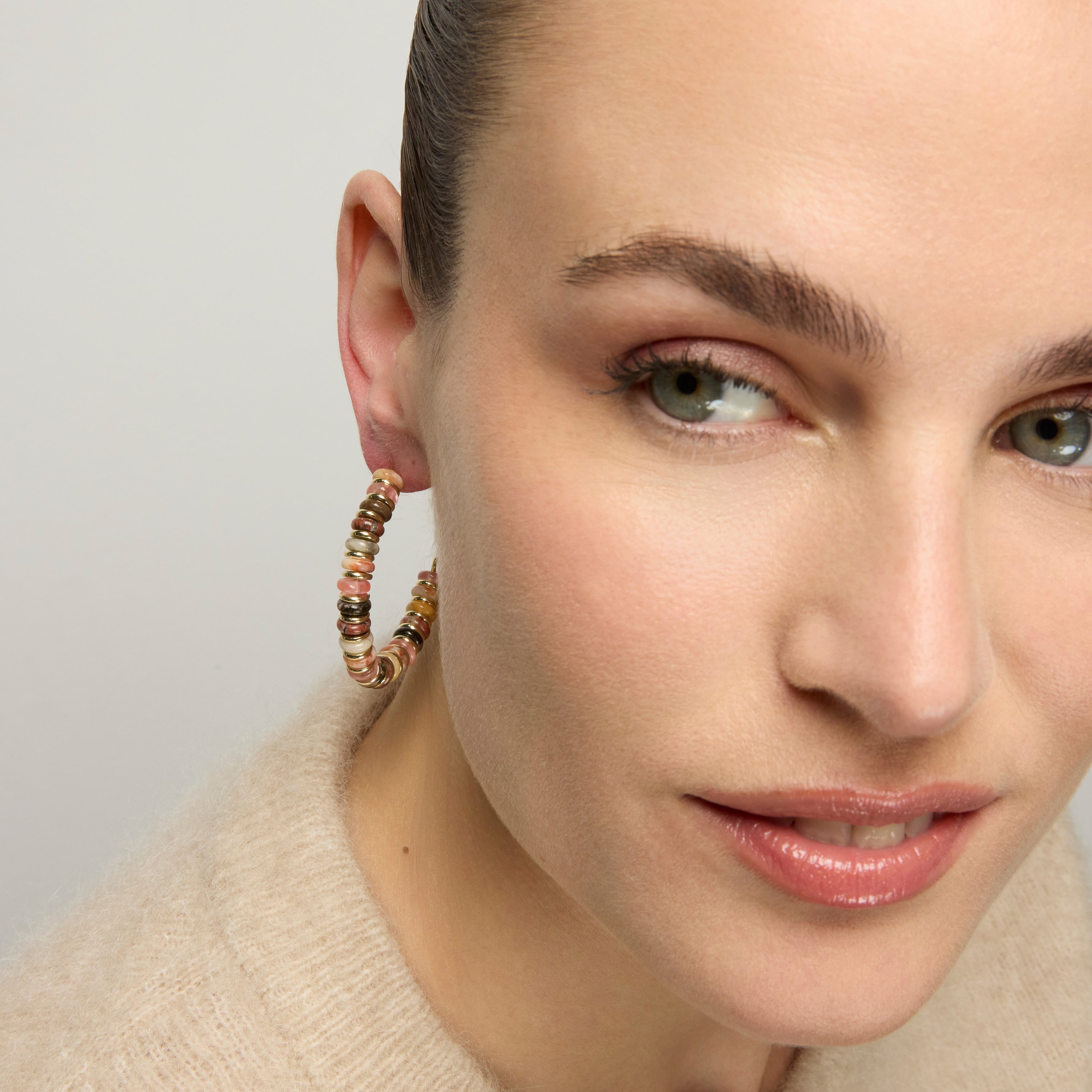 Pendientes de Plata de Ley 925 y Agata Multicolor acabado oro amarillo de 18k - Umex