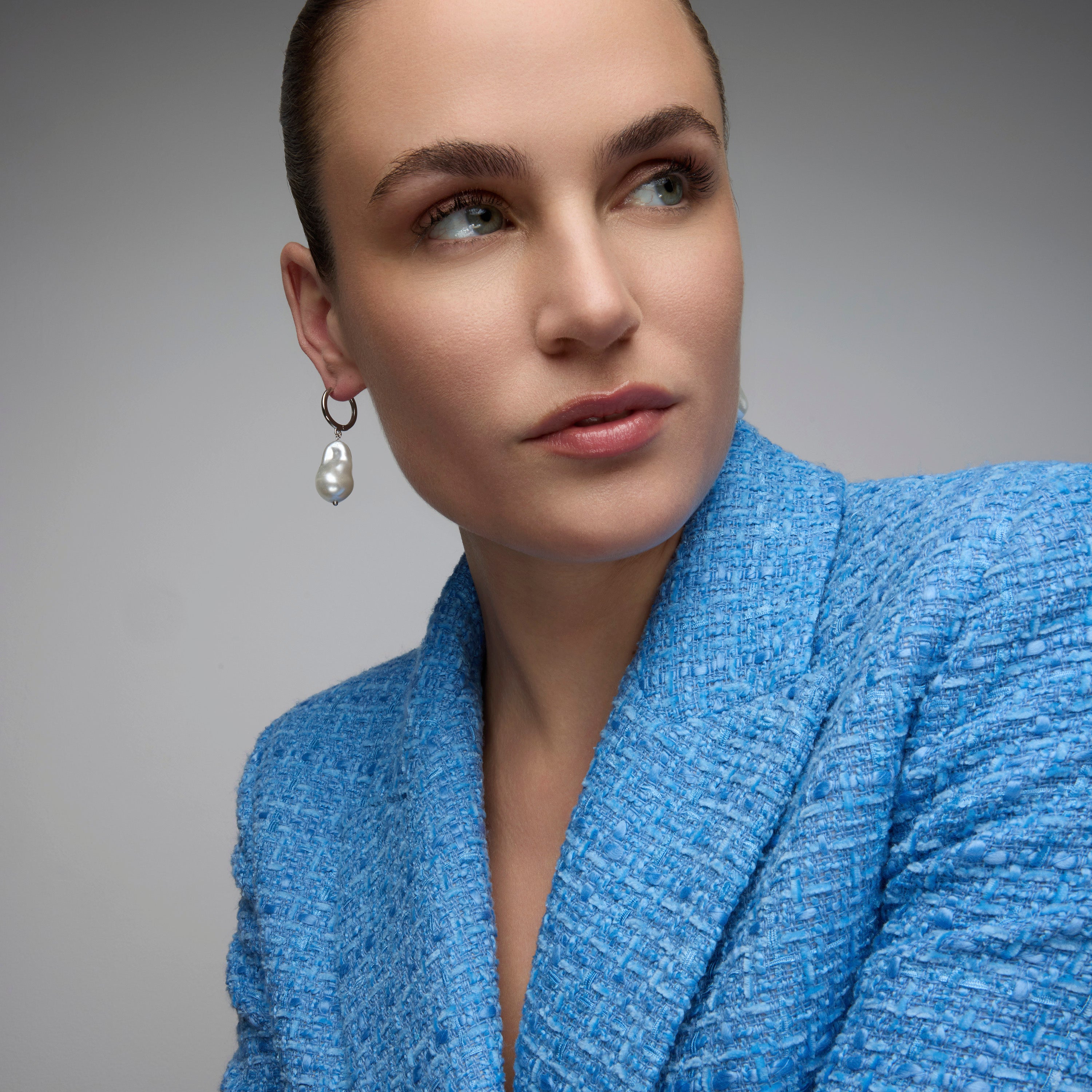 Pendientes de Plata de Ley 925 y Perla Blanca acabado rodio - Hasel