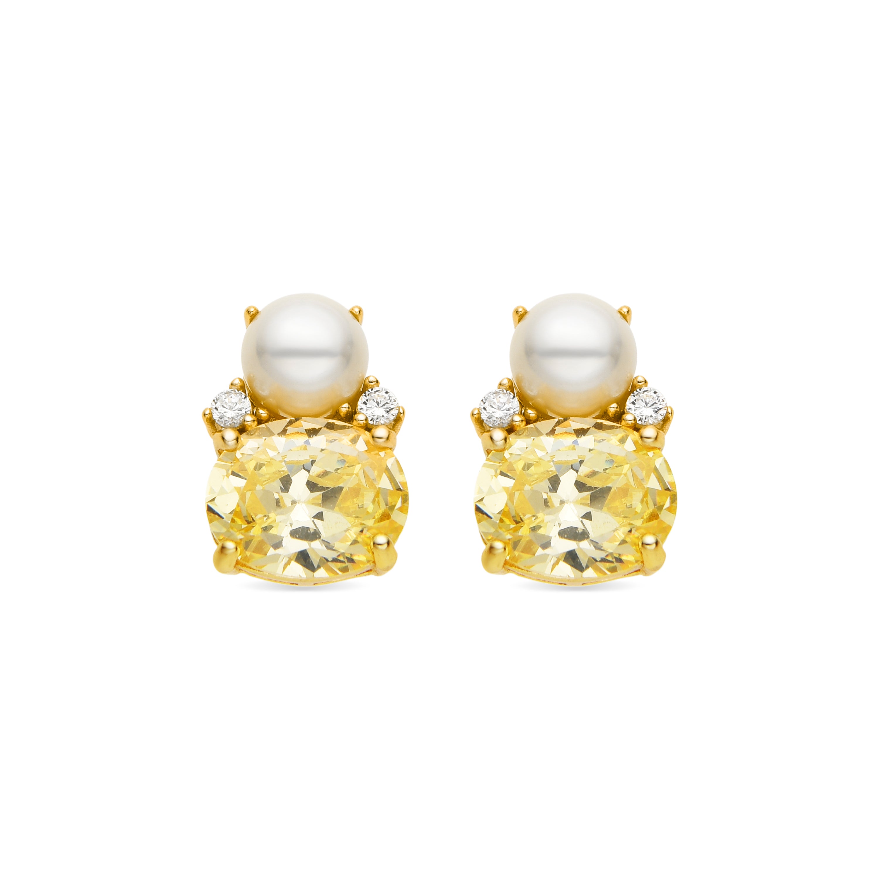 Pendientes de Plata de Ley 925 y Padparadscha acabado oro amarillo de 18k - Ward