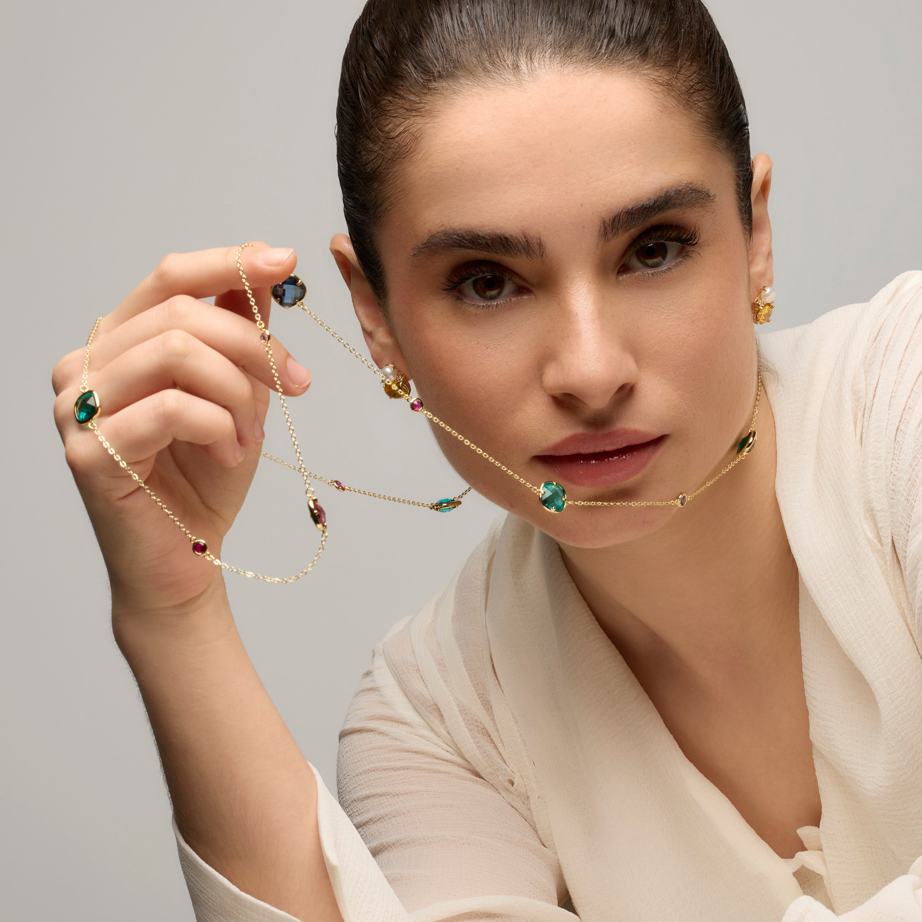 Pendientes de Plata de Ley 925 y Padparadscha acabado oro amarillo de 18k - Ward