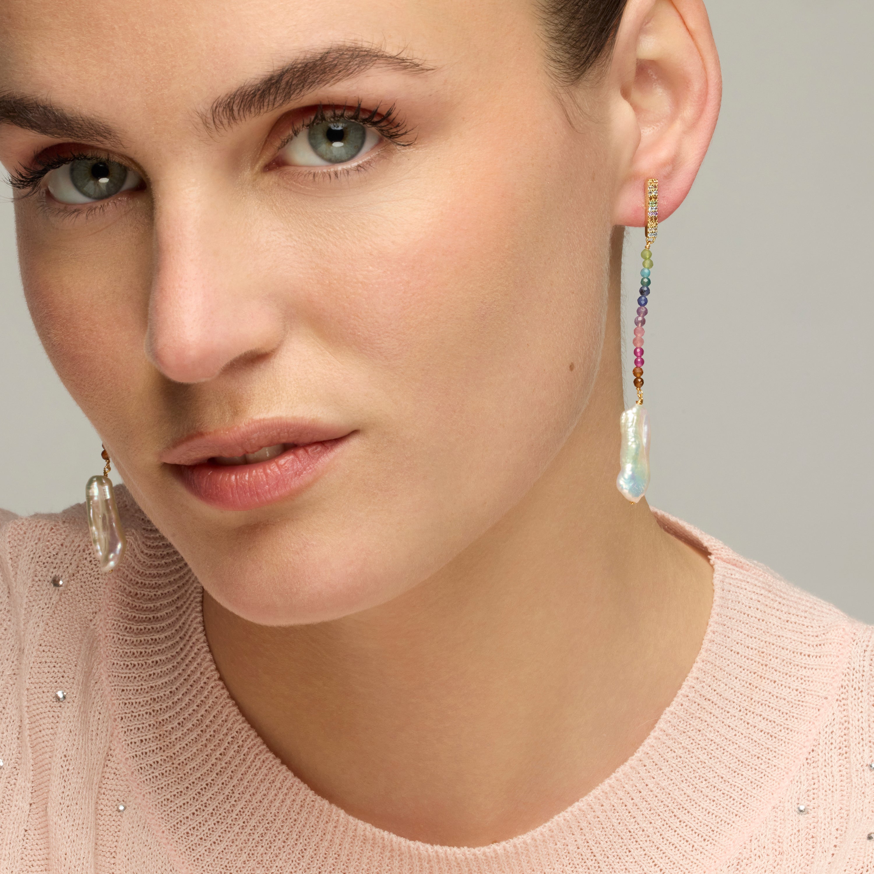 Pendientes de Plata de Ley 925 y Perla Blanca acabado oro amarillo de 18k - Dephia