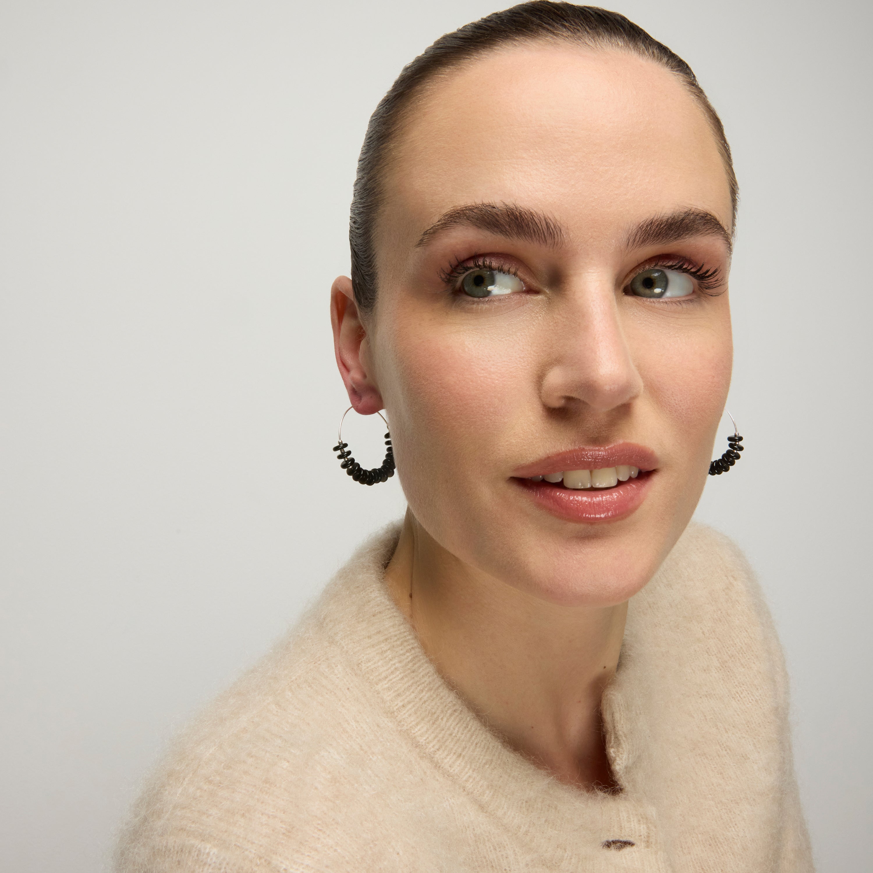 Pendientes de Plata de Ley 925 y Agata Negra acabado rodio - Laha