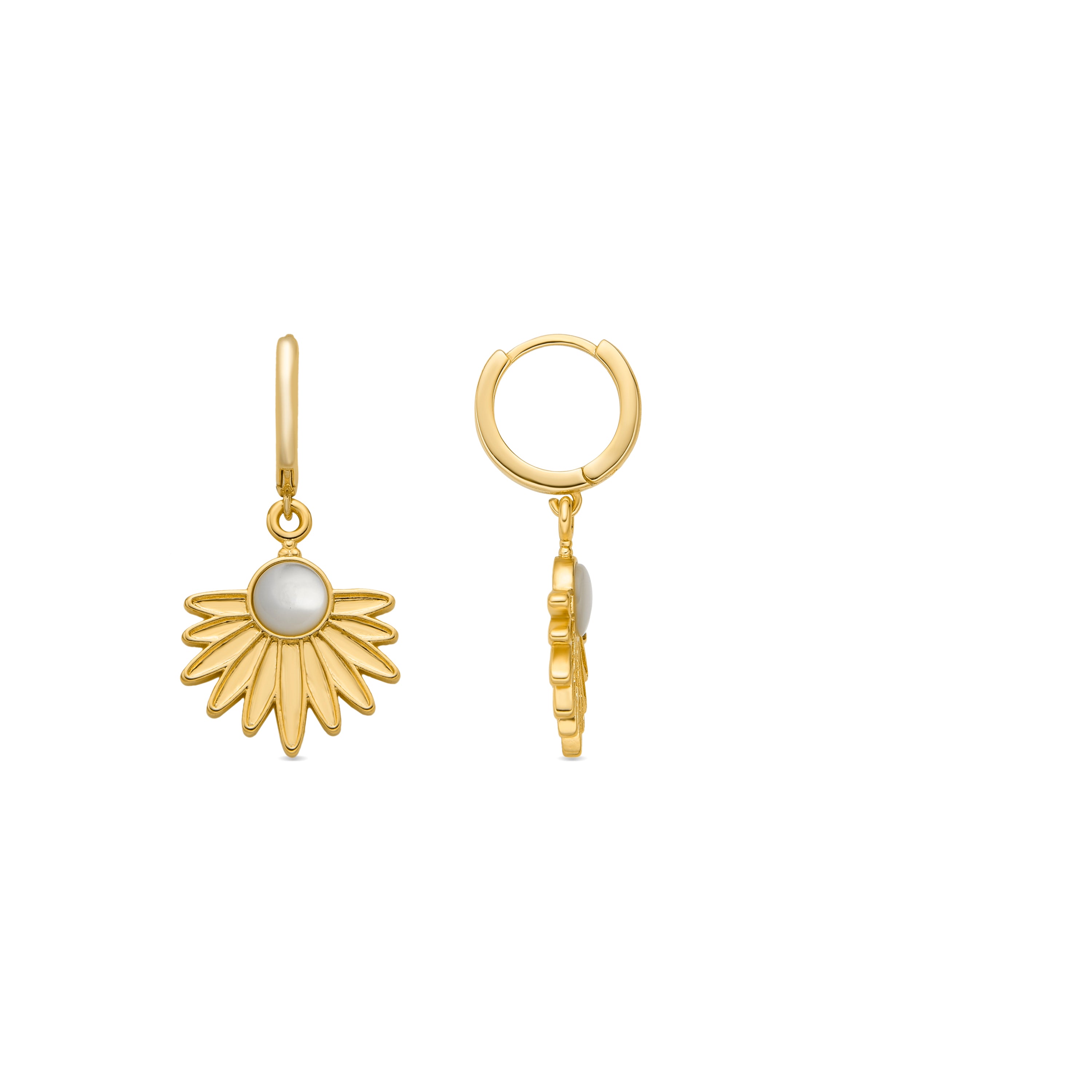 Pendientes de Plata de Ley 925 y Madreperla Blanca acabado oro amarillo de 18k - Lalai