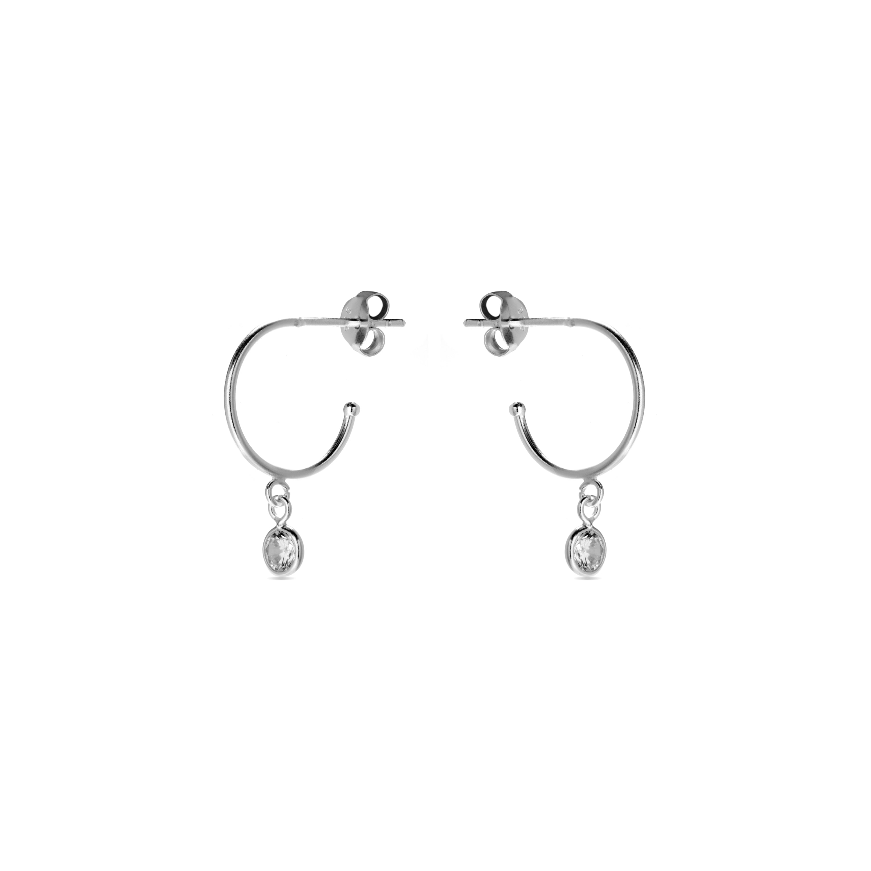 Pendientes de Plata de Ley 925 con Circonita Brillante acabados en rodio - Essential