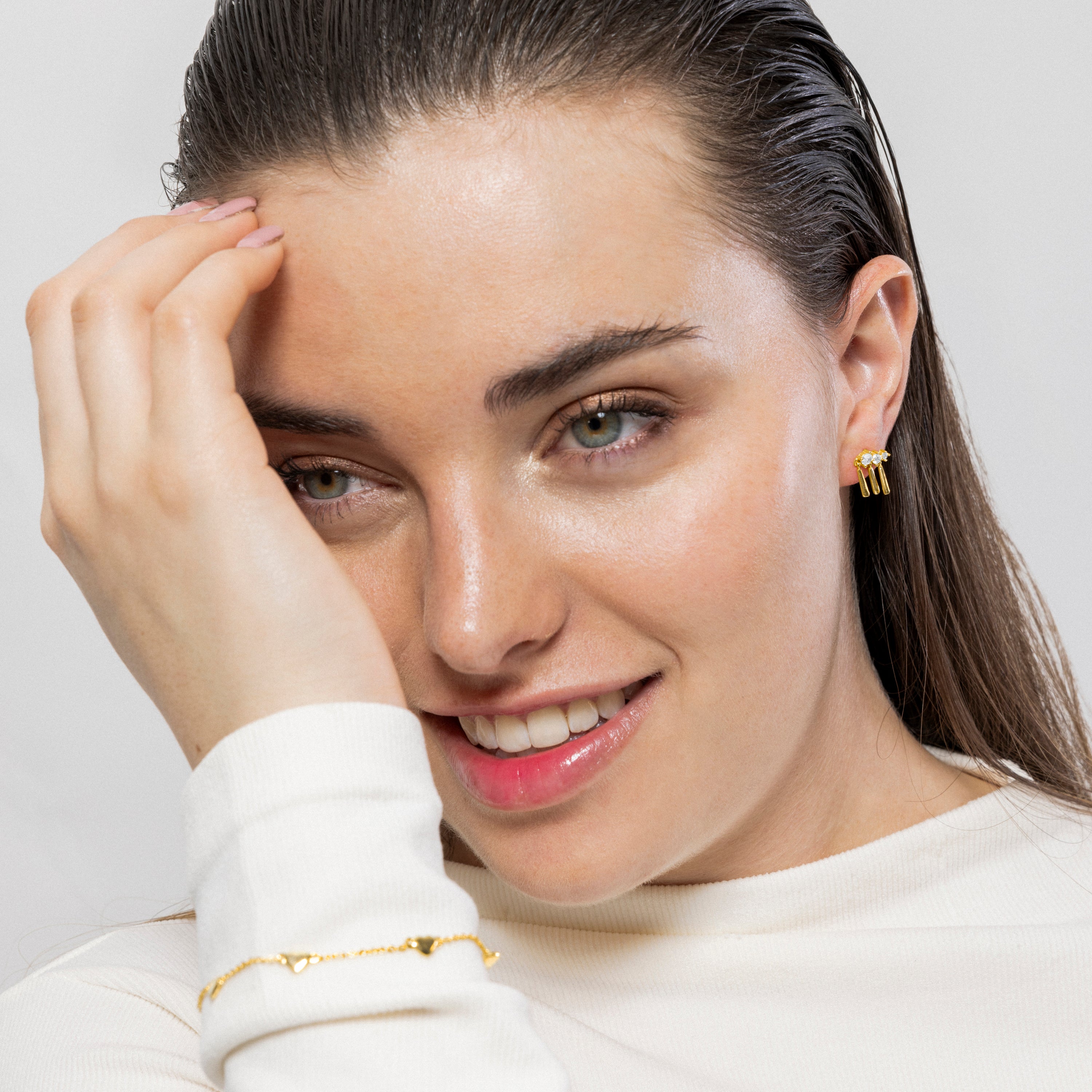 Pendientes de Plata de Ley 925 y Circonita Brillante acabados en oro amarillo de 18k - Virela