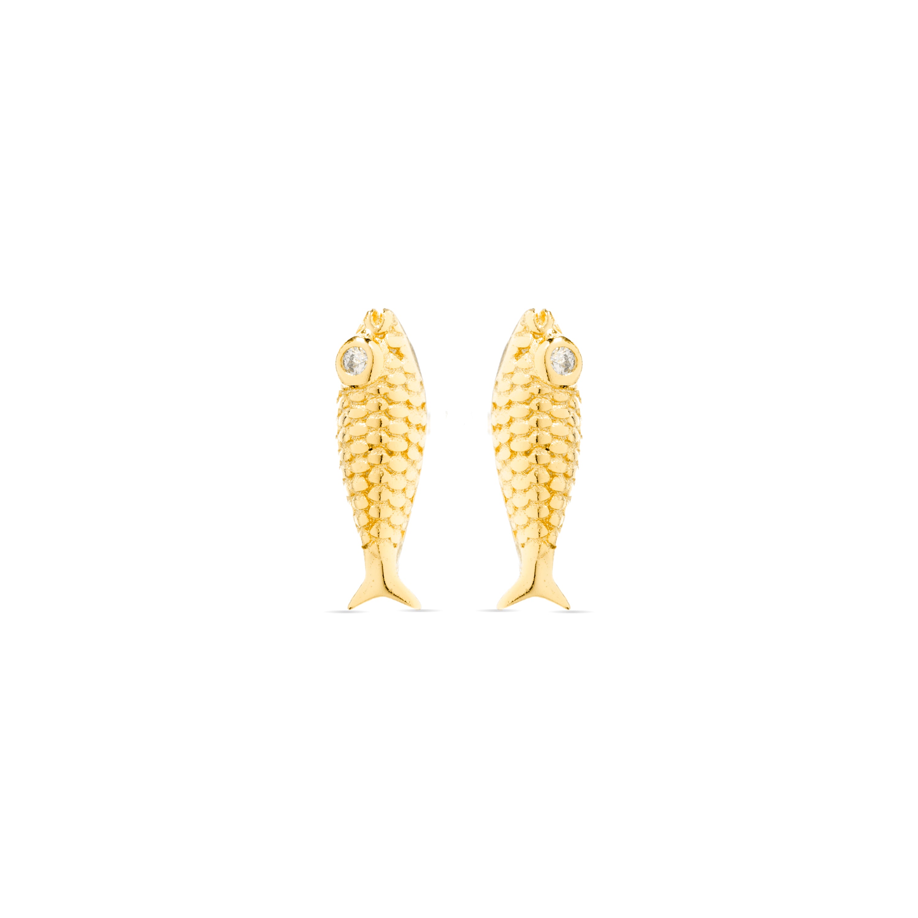 Pendientes de Plata de Ley 925 y Circonita Brillante acabados en oro amarillo de 18k - Pez