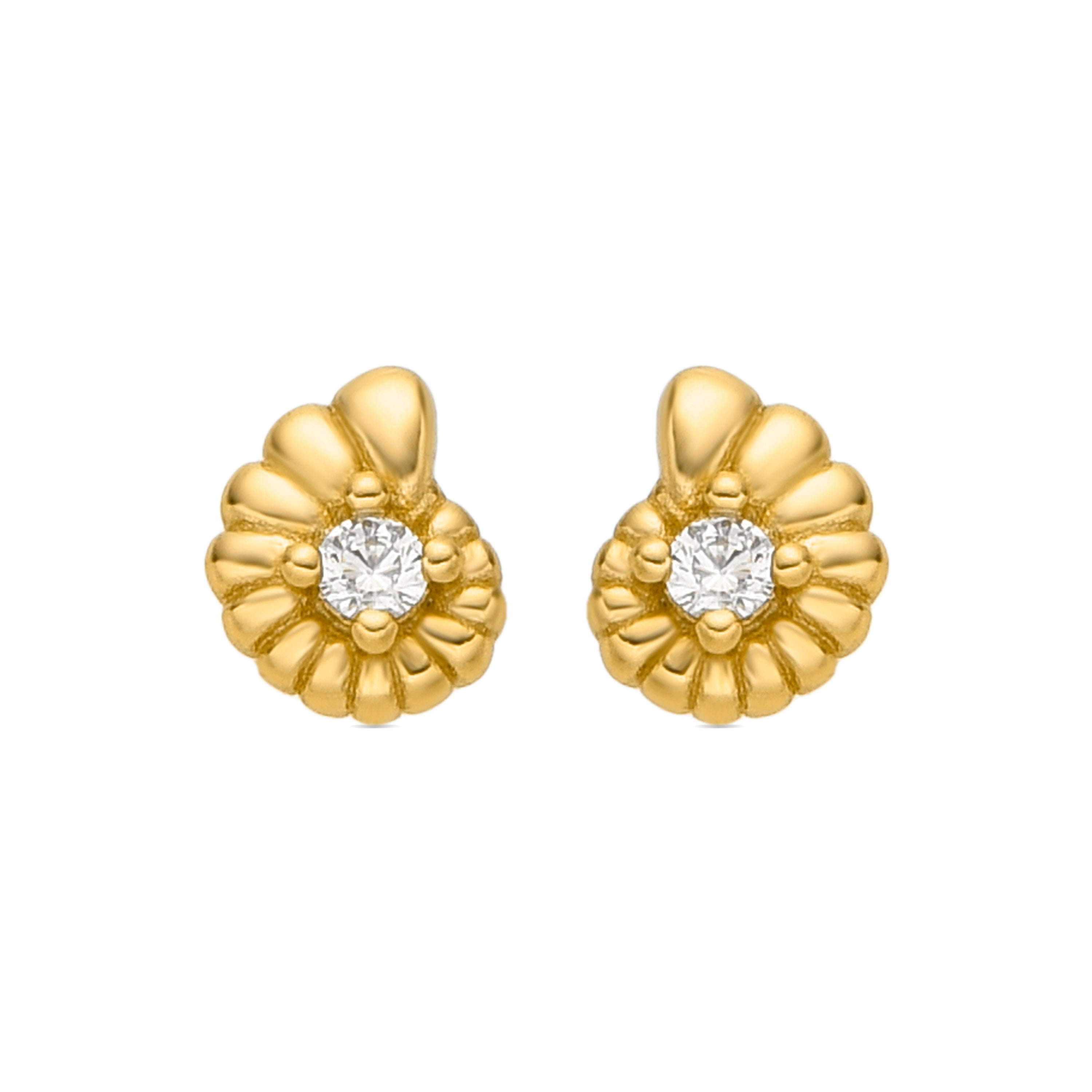 Pendientes de Plata de Ley 925 y Circonita Brillante acabados en oro amarillo de 18k - Caracola