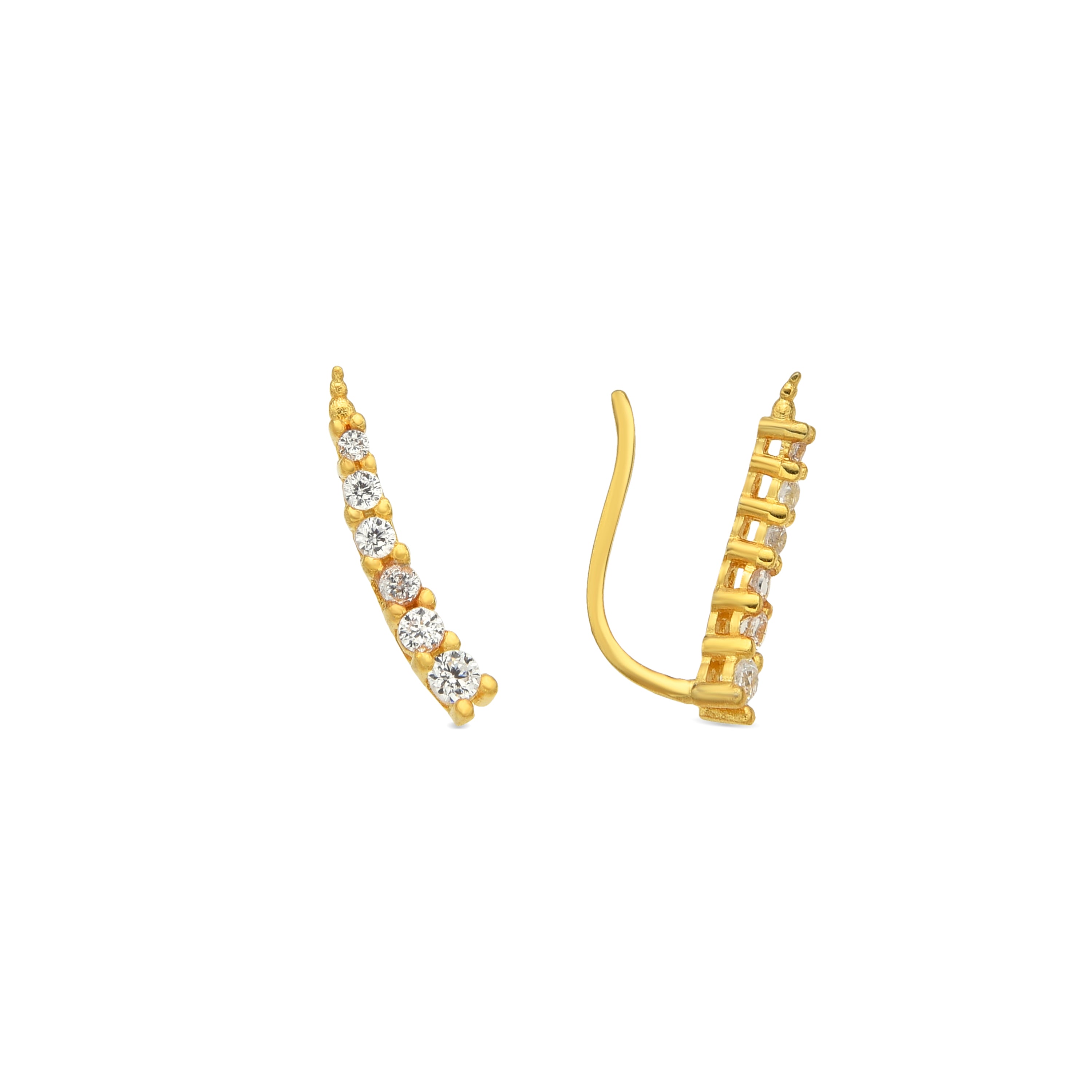Boucles d&amp;#39;oreilles en argent sterling 925 et zircon brillant finition or jaune 18k - Losci