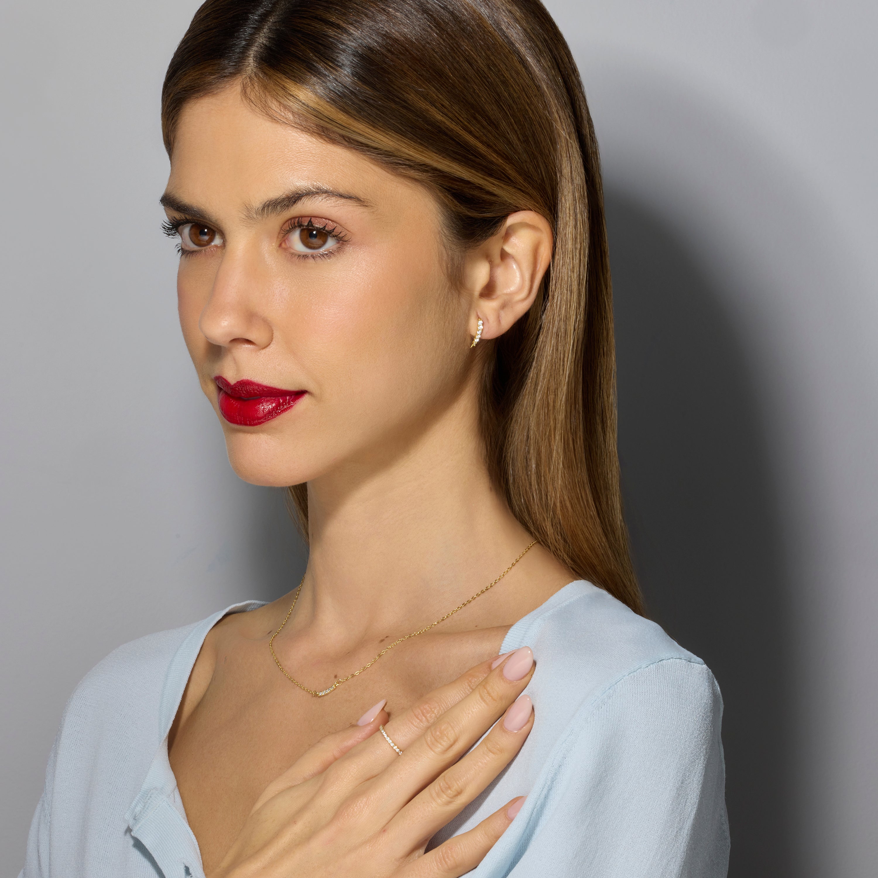 Boucles d&amp;#39;oreilles en argent sterling 925 et zircon brillant finition or jaune 18k - Losci