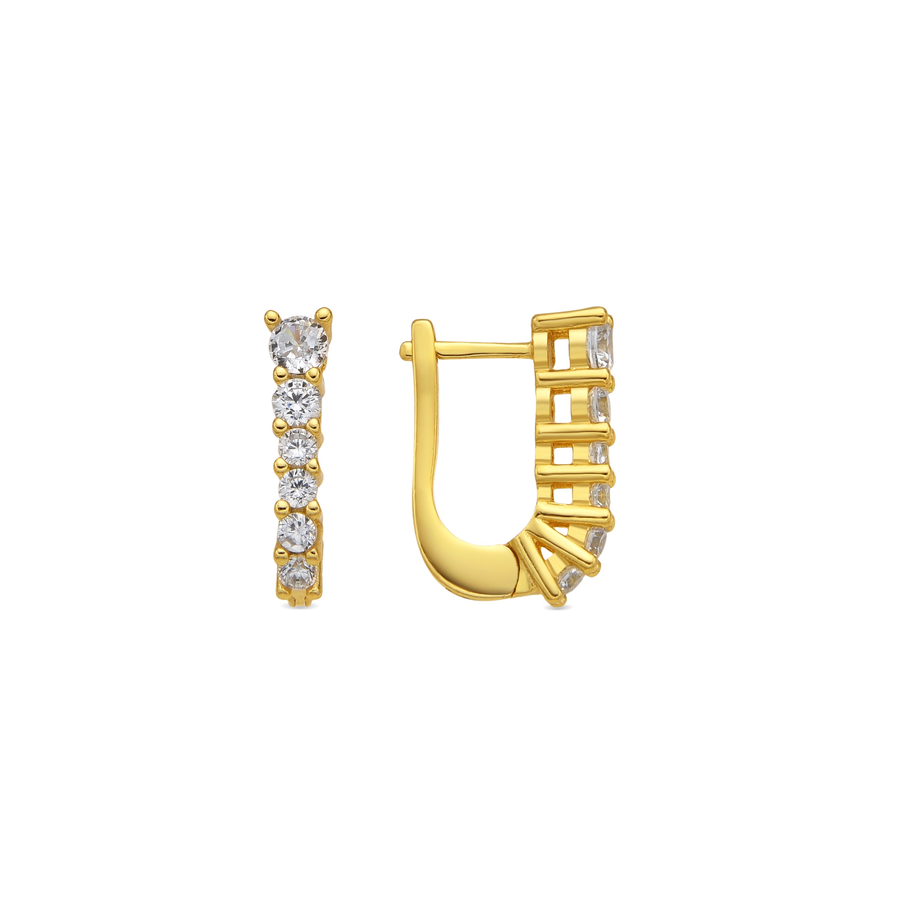 Boucles d&amp;#39;oreilles en argent sterling 925 et zircon brillant finition or jaune 18k - Naswa