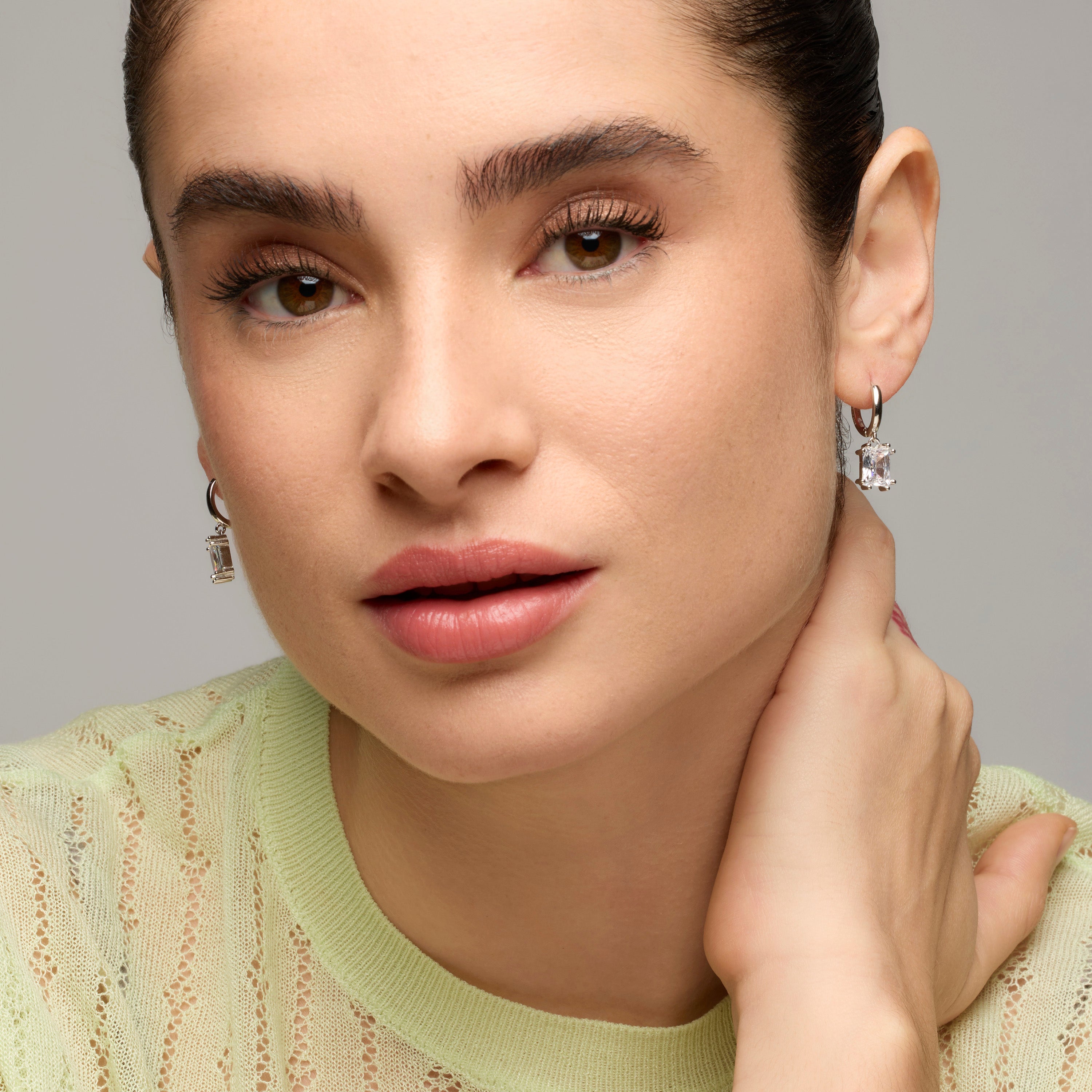 Pendientes de Plata de Ley 925 y Circonita Brillante acabado rodio - Odrak