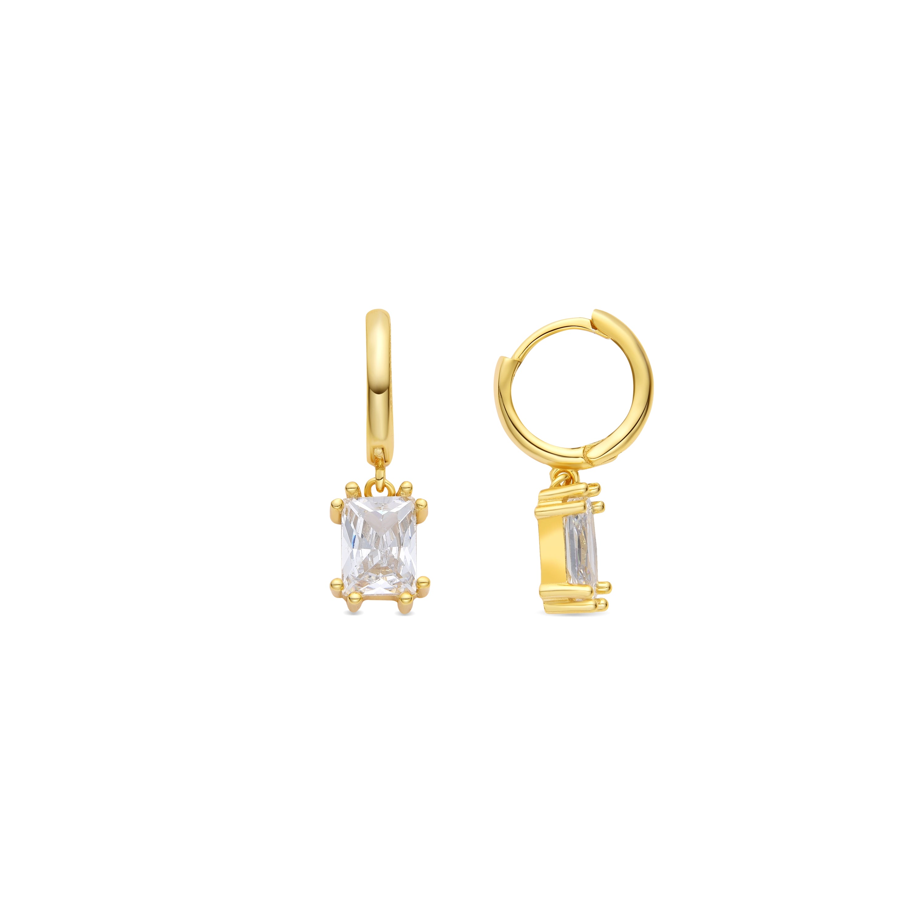 Pendientes de Plata de Ley 925 y Circonita Brillante acabado oro amarillo de 18k - Odrak