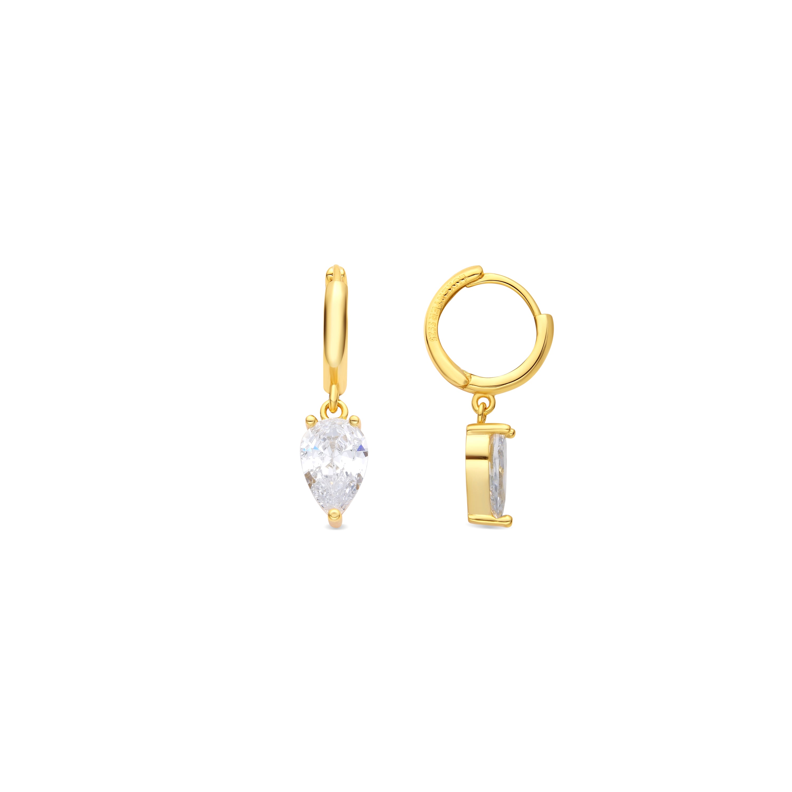 Pendientes de Plata de Ley 925 y Circonita Brillante acabado oro amarillo de 18k - Iane