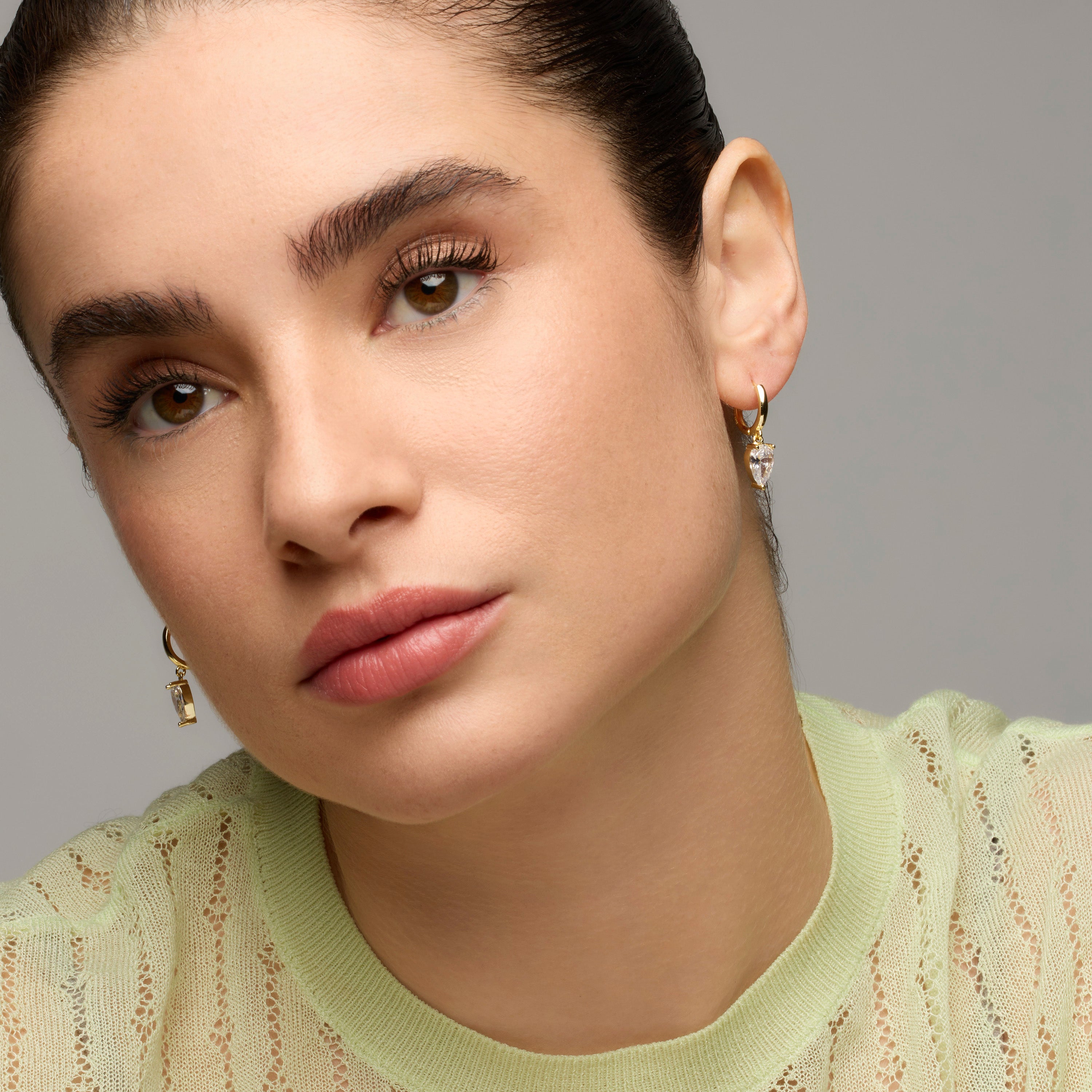 Pendientes de Plata de Ley 925 y Circonita Brillante acabado oro amarillo de 18k - Iane