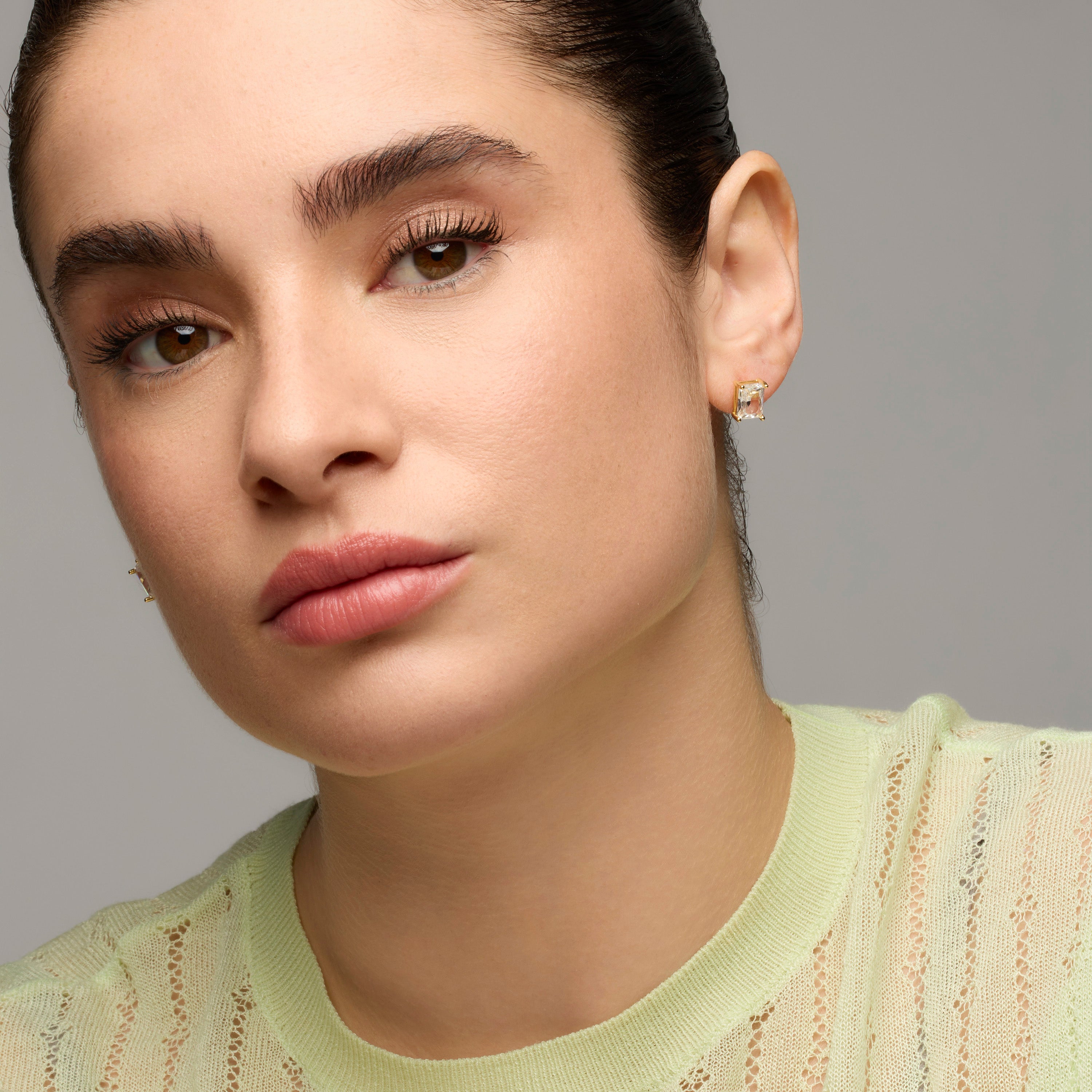 Pendientes de Plata de Ley 925 y Circonita Brillante acabado oro amarillo de 18k - Maduo