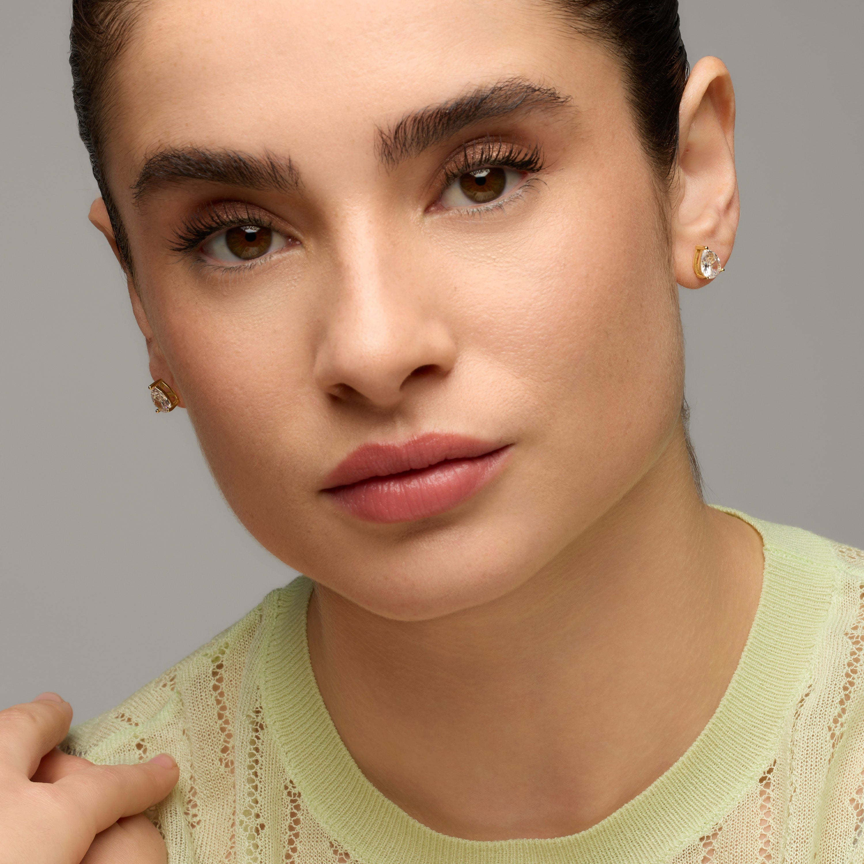 Pendientes de Plata de Ley 925 y Circonita Brillante acabado oro amarillo de 18k - Kyga