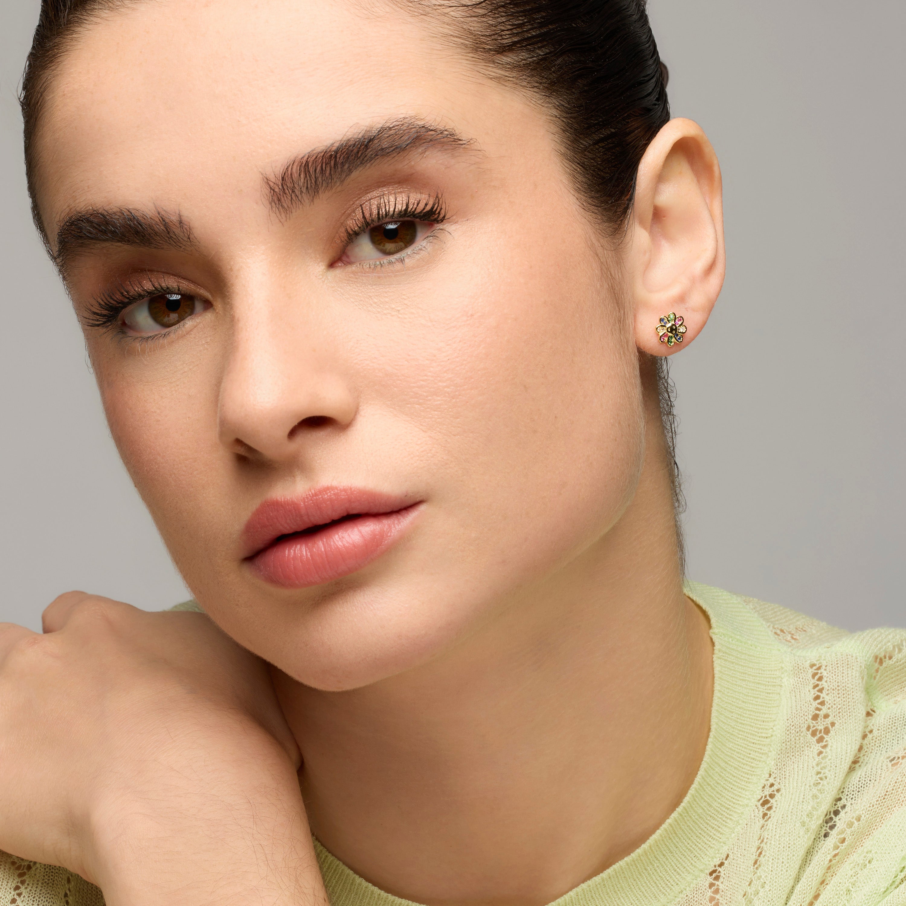 Pendientes de Plata de Ley 925 y Circonita Brillante acabado oro amarillo de 18k - Liras