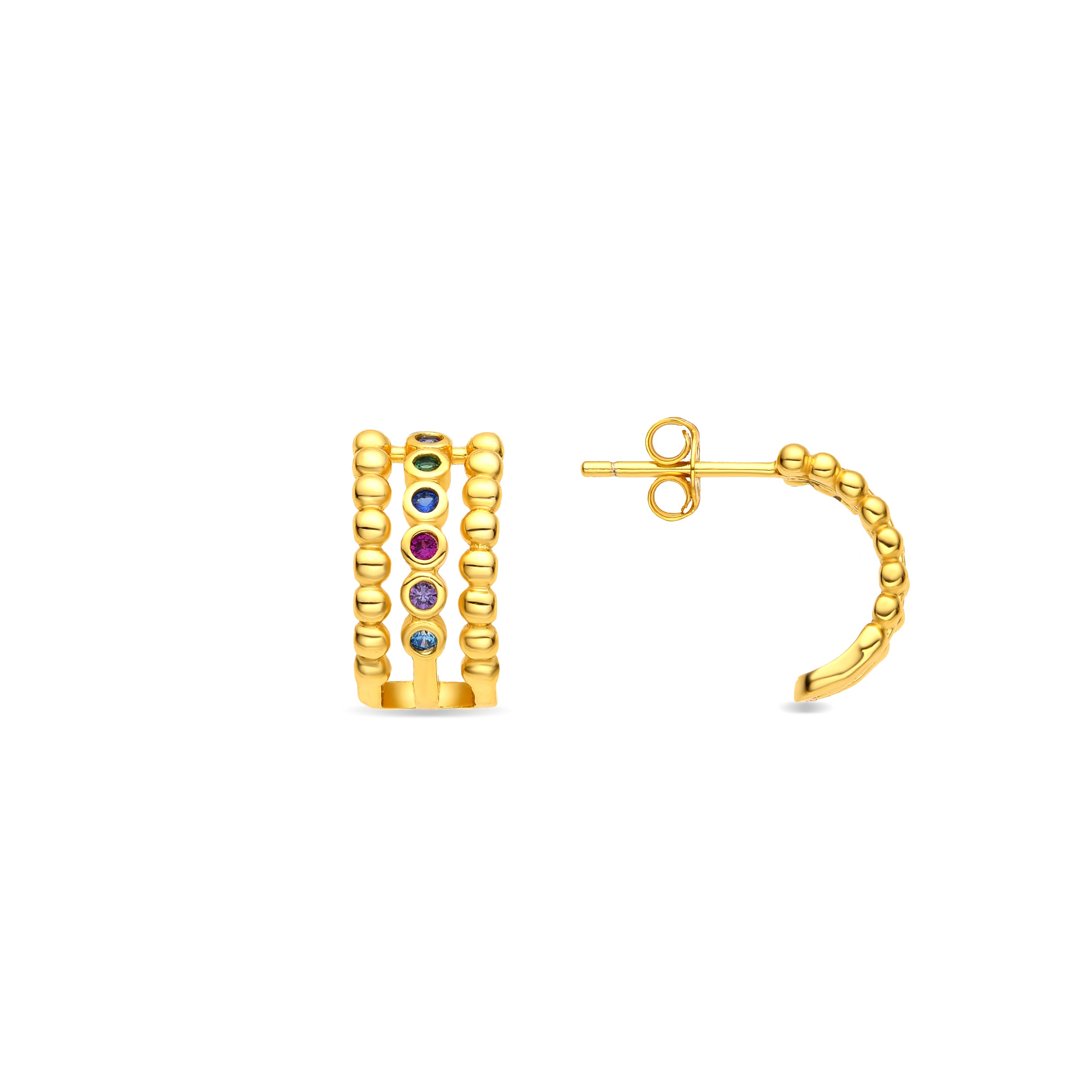 Pendientes de Plata de Ley 925 y Circonita Brillante acabado oro amarillo de 18k - Nean