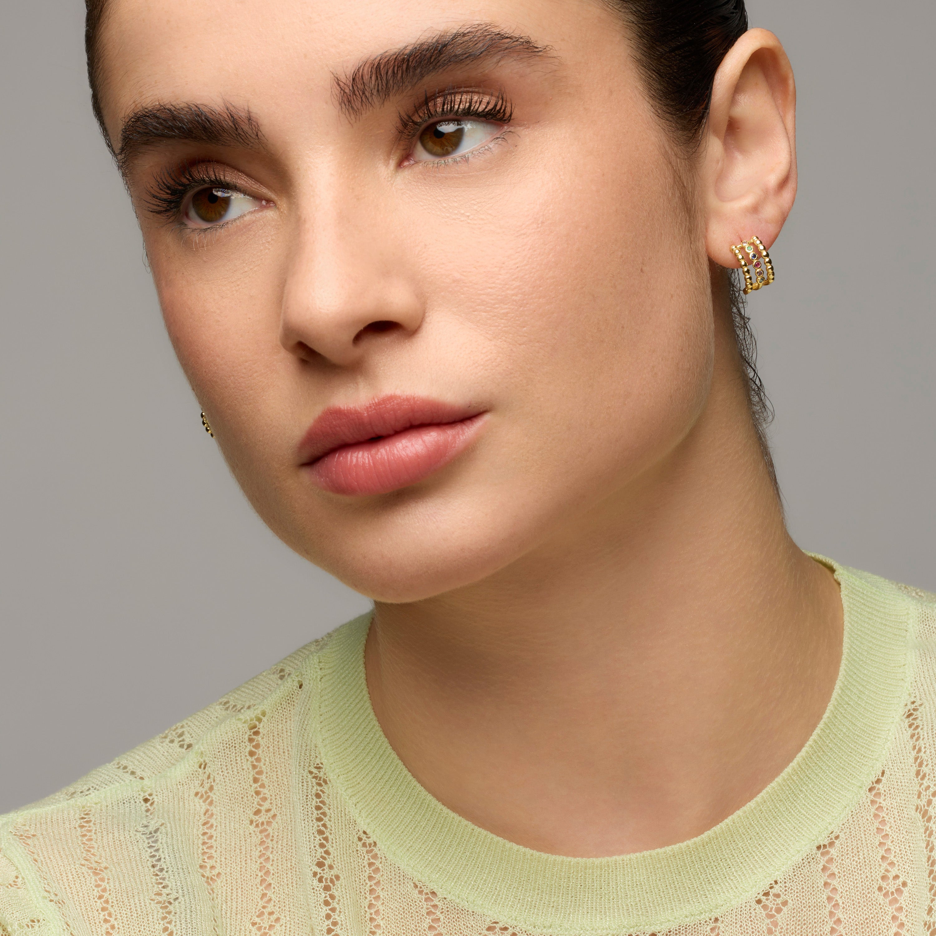 Pendientes de Plata de Ley 925 y Circonita Brillante acabado oro amarillo de 18k - Nean