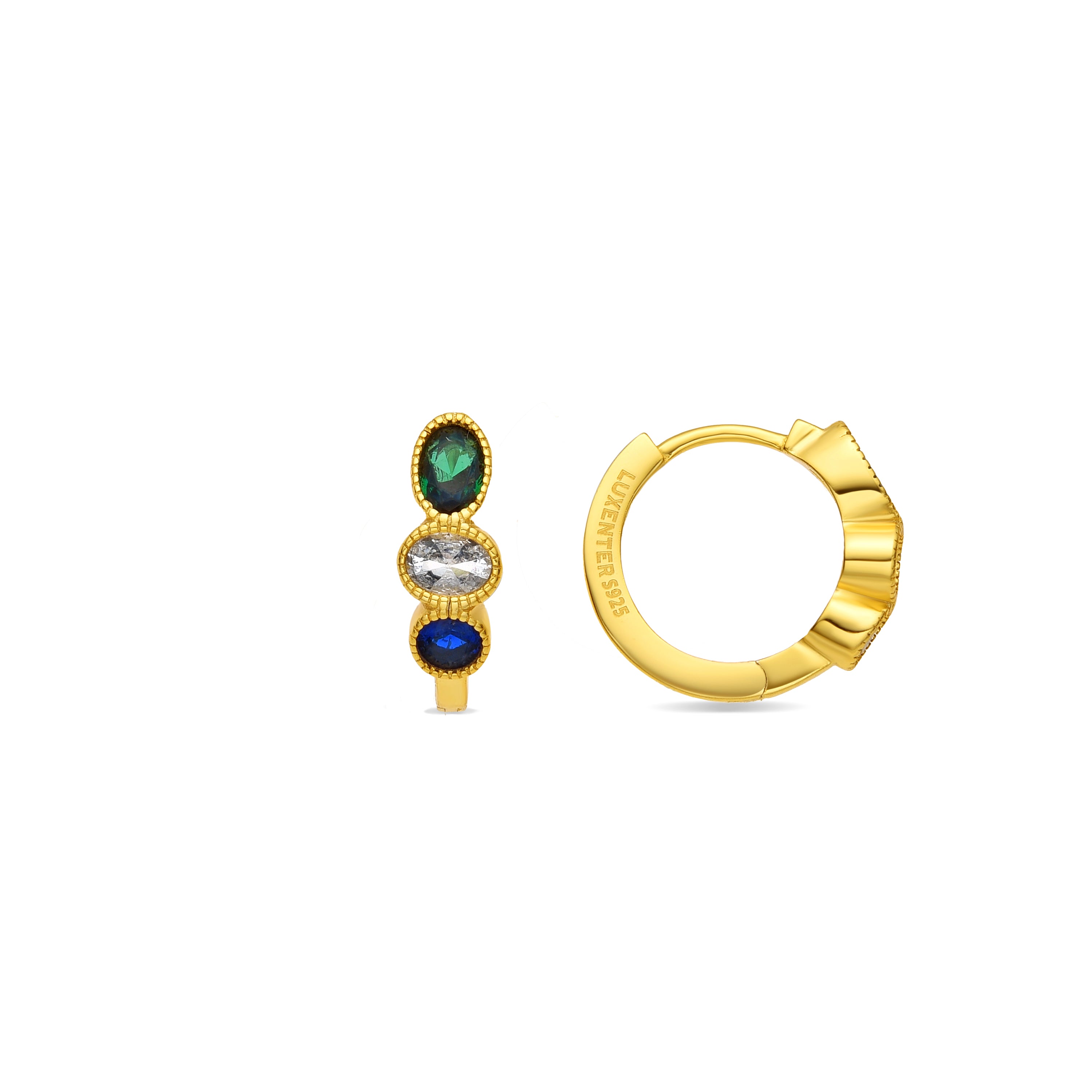 Pendientes de Plata de Ley 925 y Circonita Brillante acabado oro amarillo de 18k - Salni