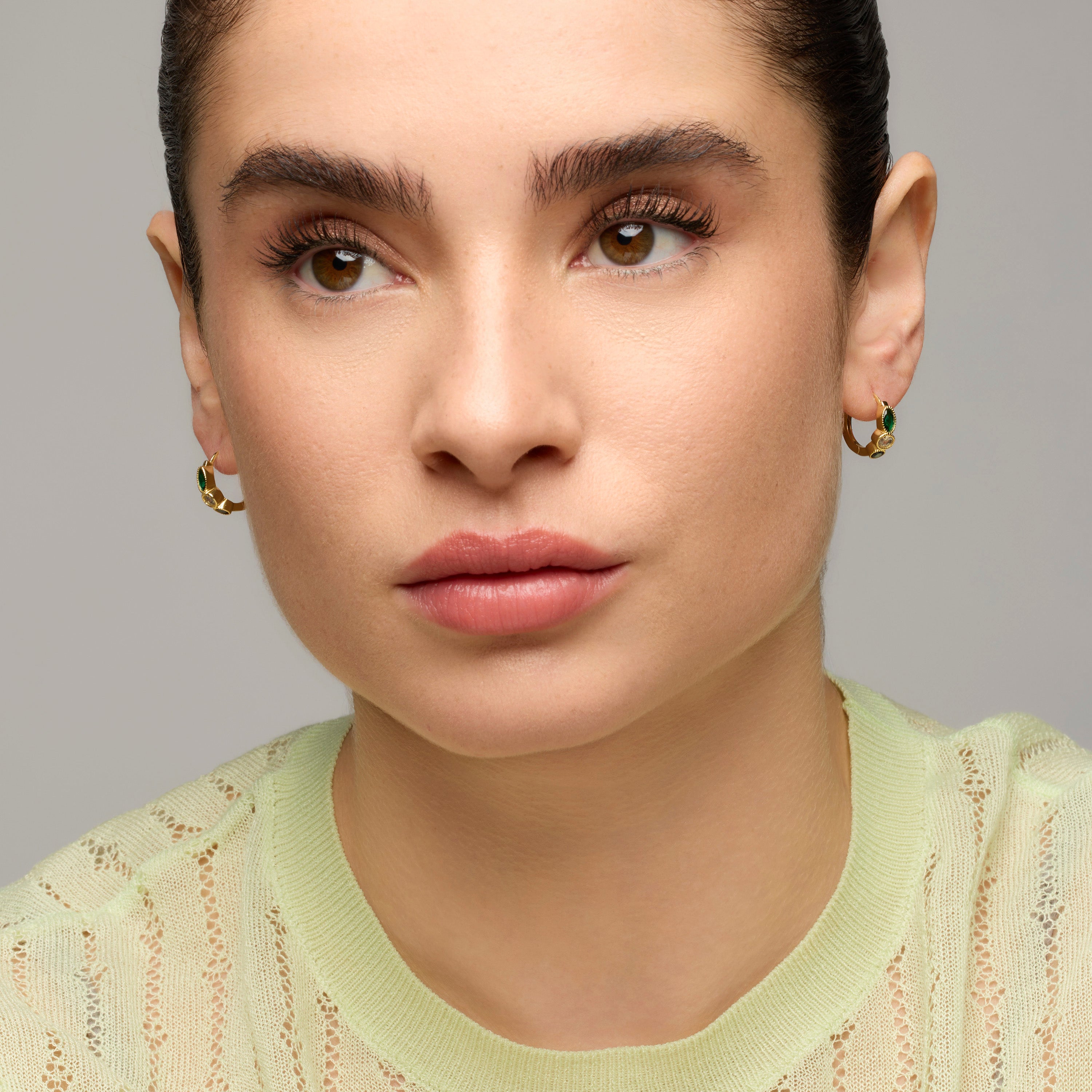 Pendientes de Plata de Ley 925 y Circonita Brillante acabado oro amarillo de 18k - Salni