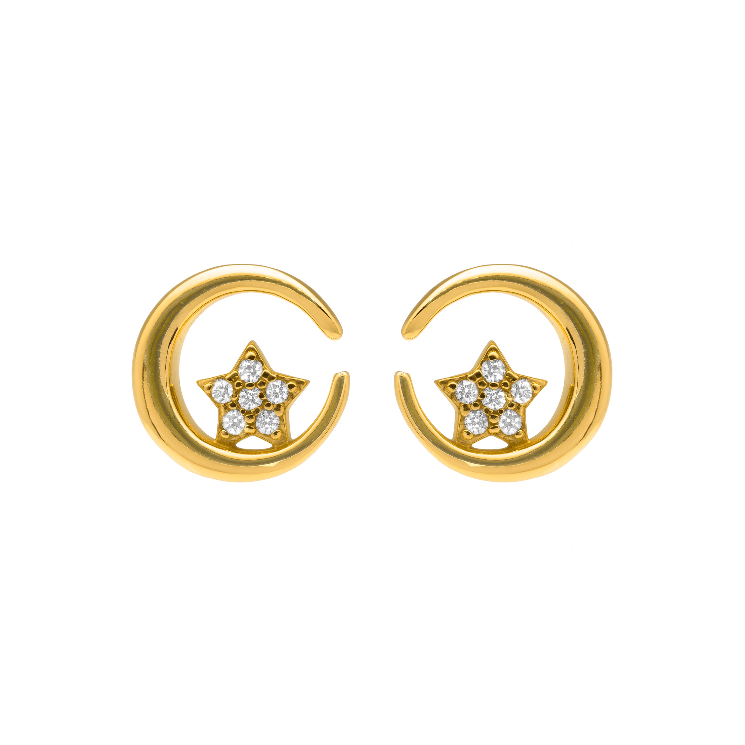 Pendientes de Plata de Ley 925 y Circonita Brillante acabado en oro amarillo 18k - Wynio