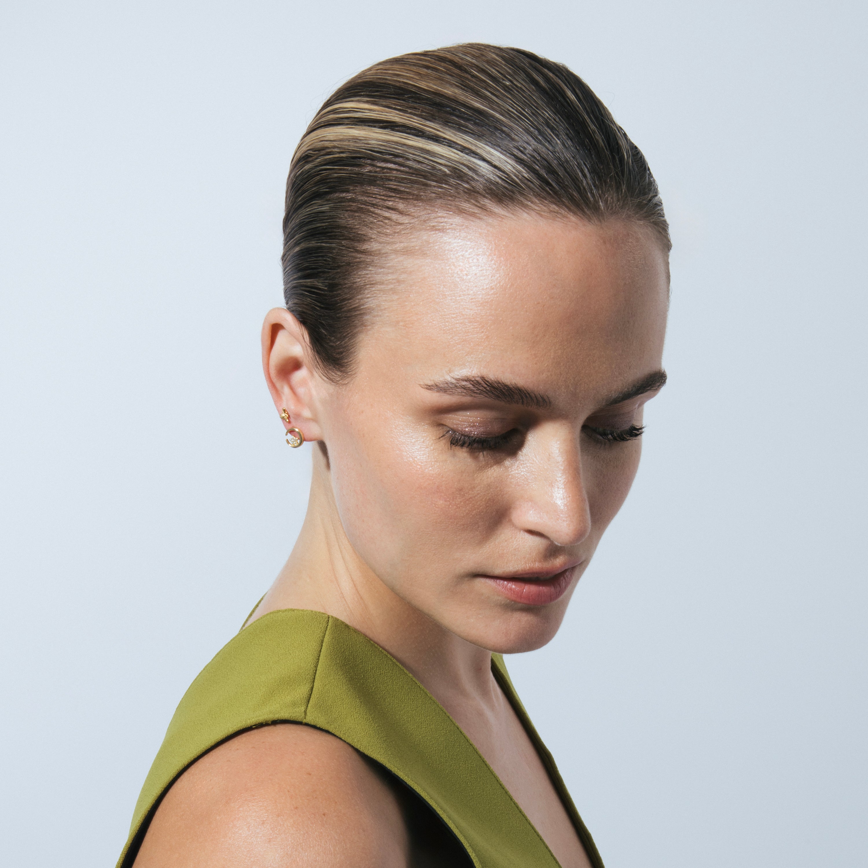 Pendientes de Plata de Ley 925 y Circonita Brillante acabado en oro amarillo 18k - Wynio