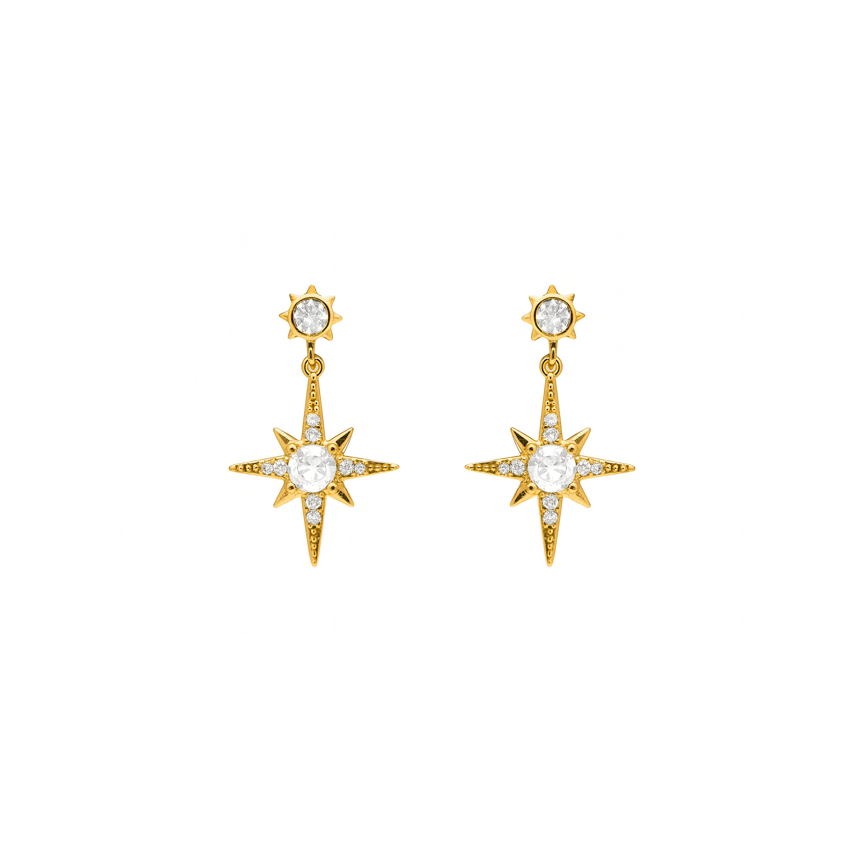 Pendientes de Plata de Ley 925 y Circonita Brillante acabado en oro amarillo 18k - Emora