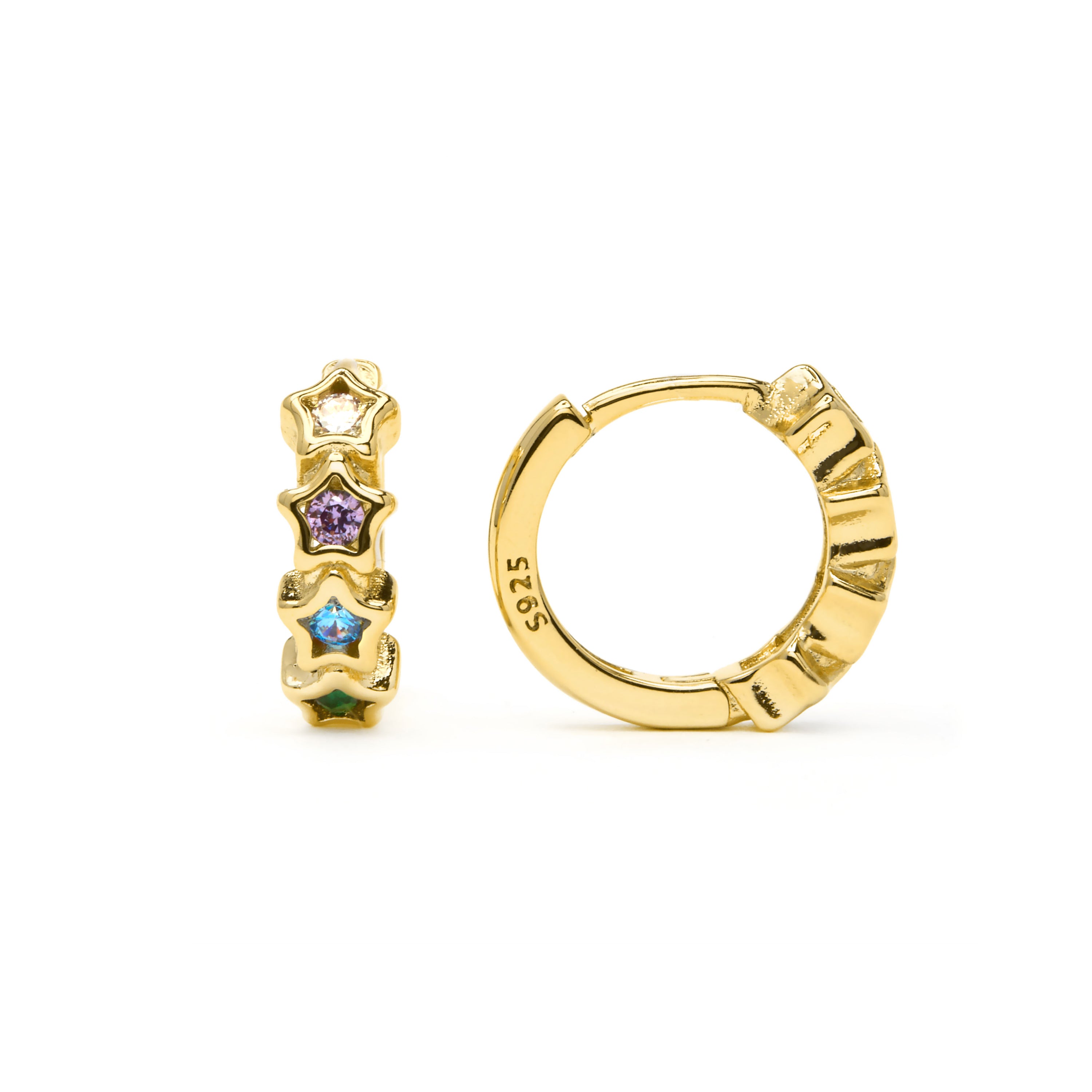 Pendientes de Plata de Ley 925 y Circonita Multicolor acabado en oro amarillo 18k - Nifowa