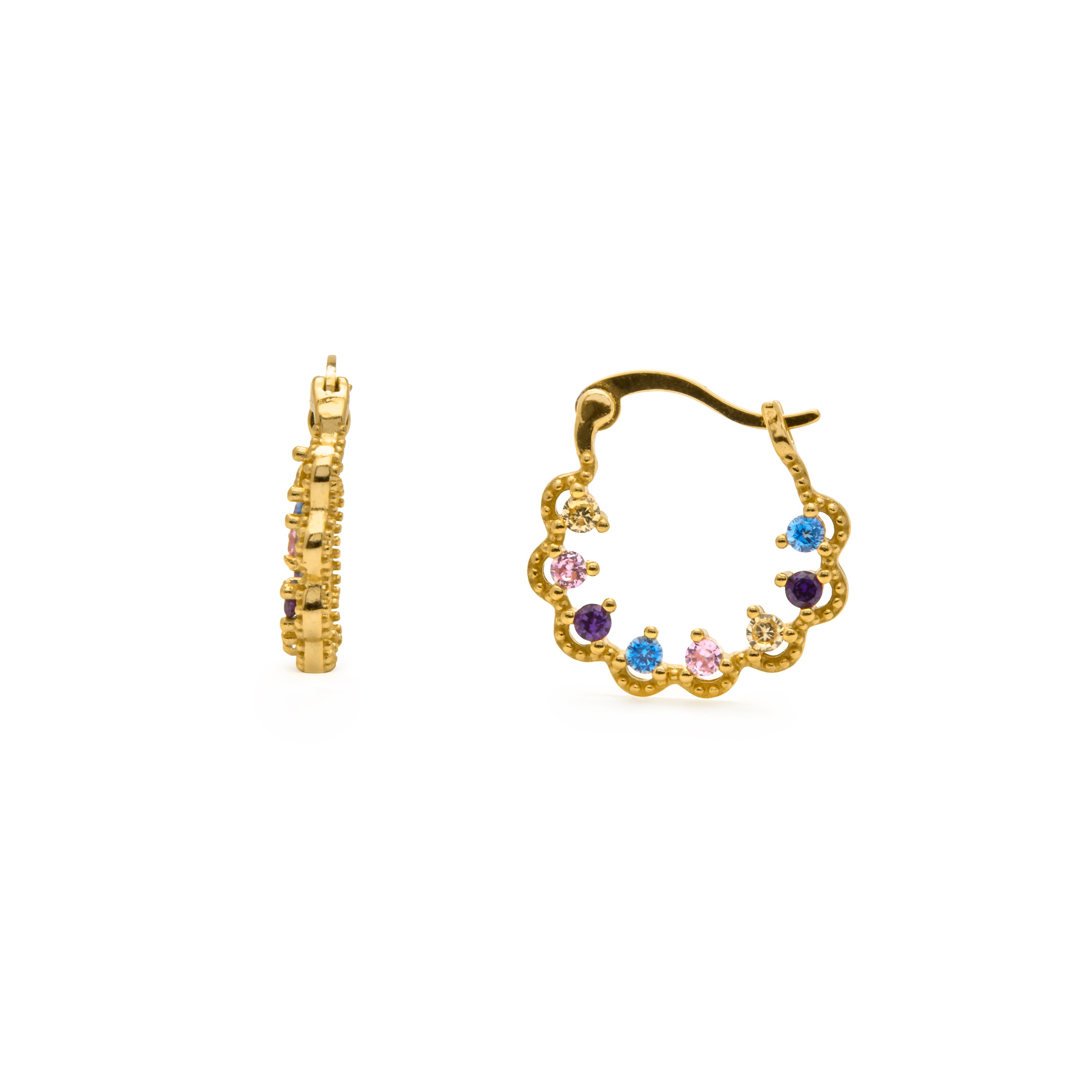 Pendientes de Plata de Ley 925 y Circonita Multicolor acabado en oro amarillo 18k - Mirek