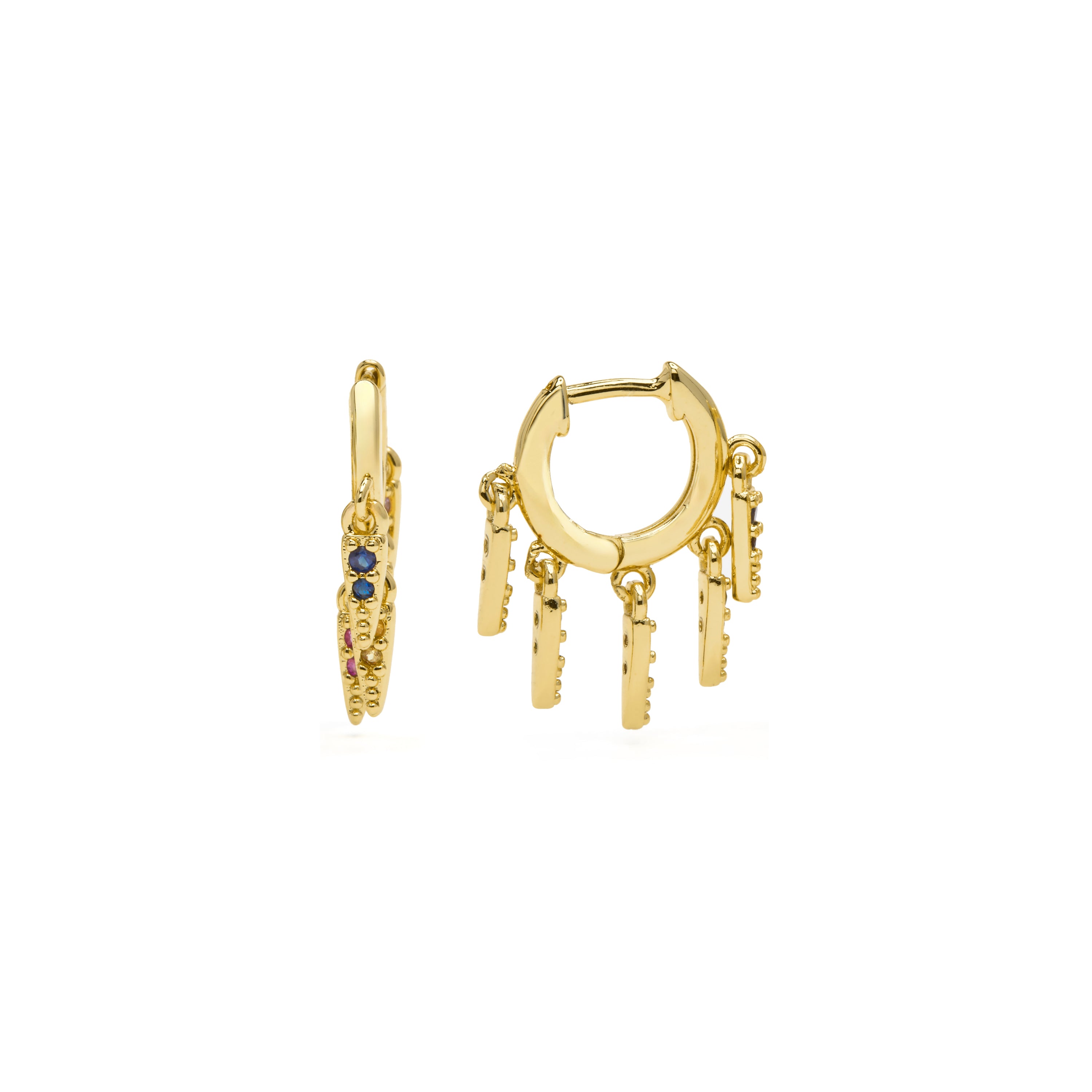 Pendientes de Plata de Ley 925 y Circonita Multicolor acabado en oro amarillo 18k - Horsa