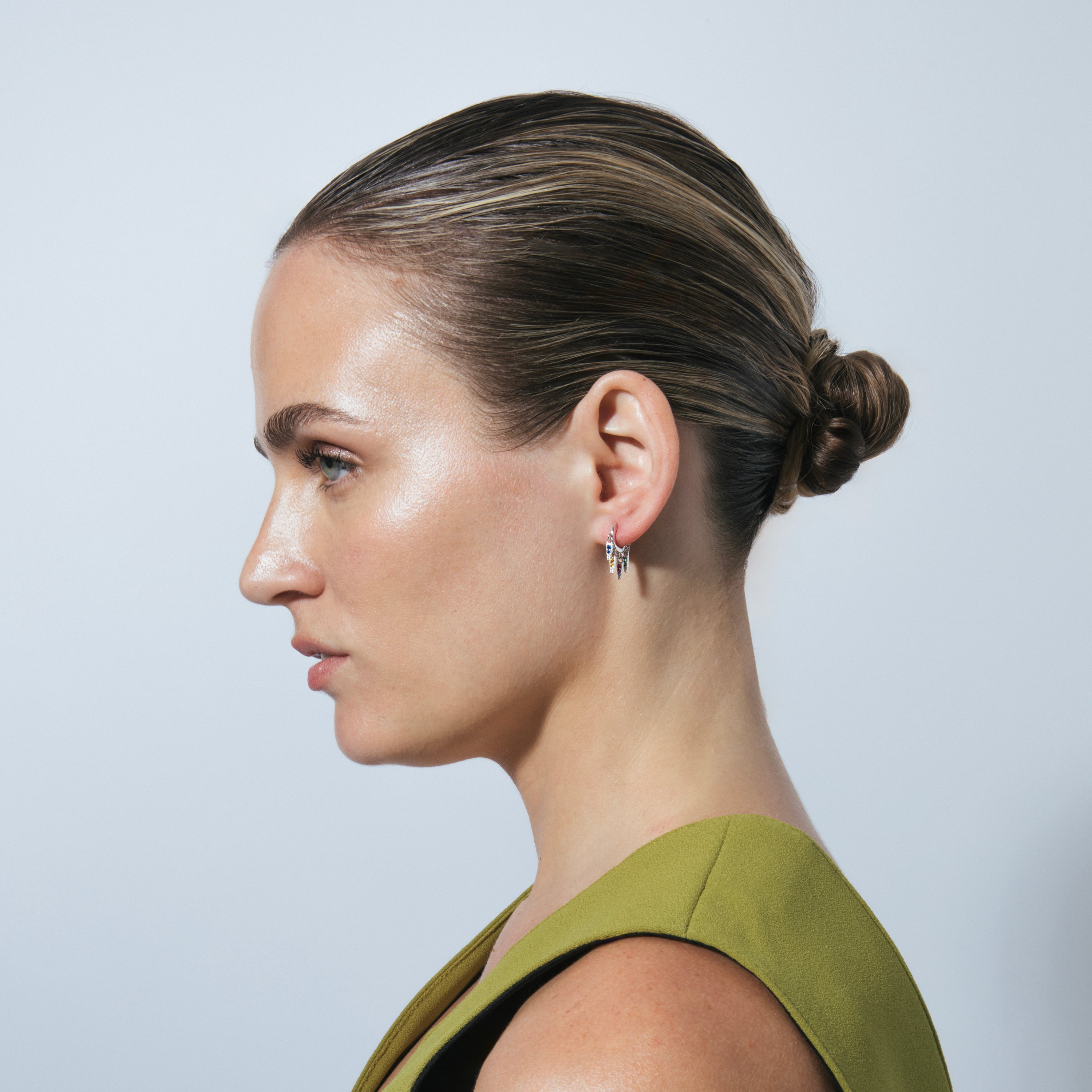 Pendientes de Plata de Ley 925 y Circonita Multicolor acabado en rodio - Minix