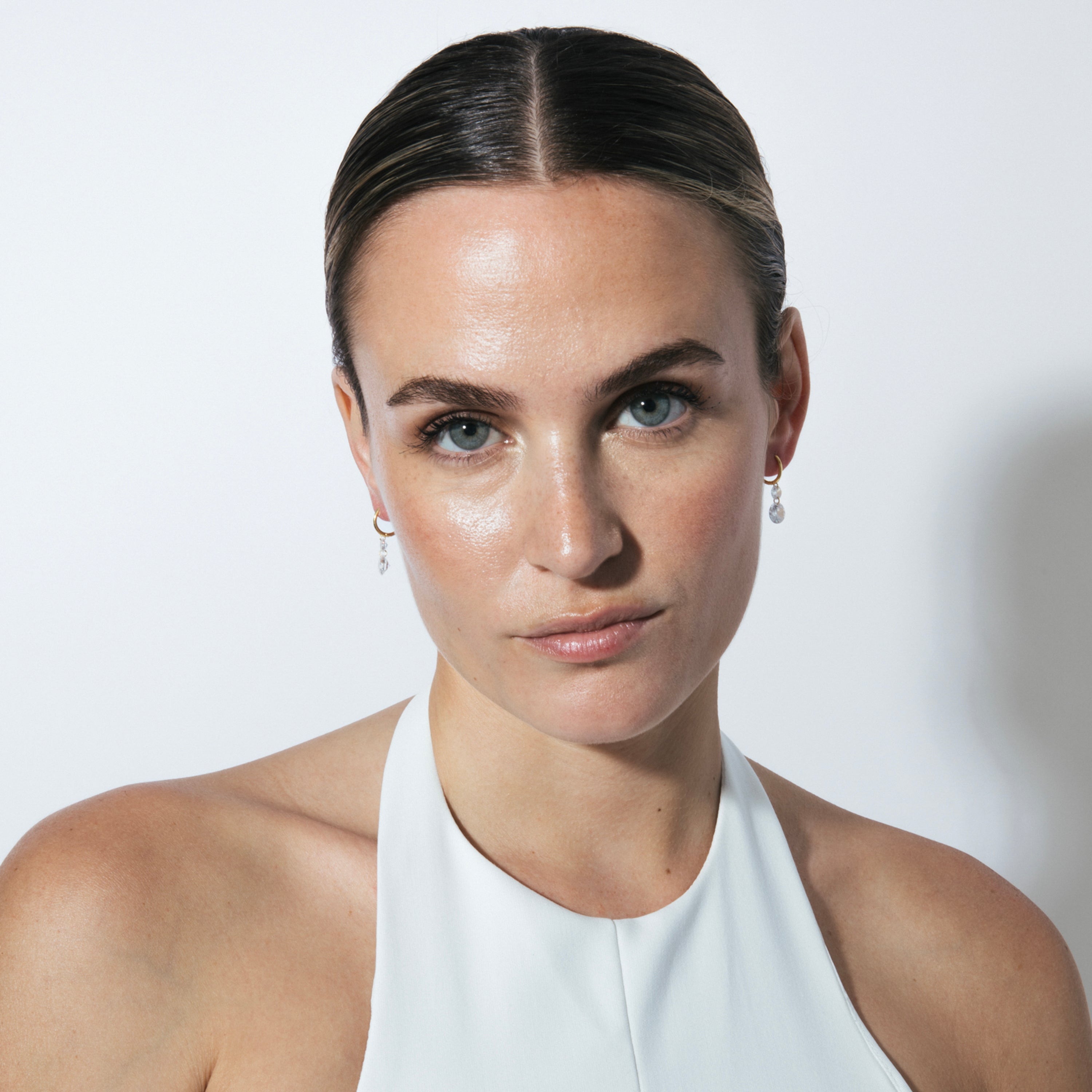 Pendientes de Plata de Ley 925 y Circonita Brillante acabado en oro amarillo 18k - Palix