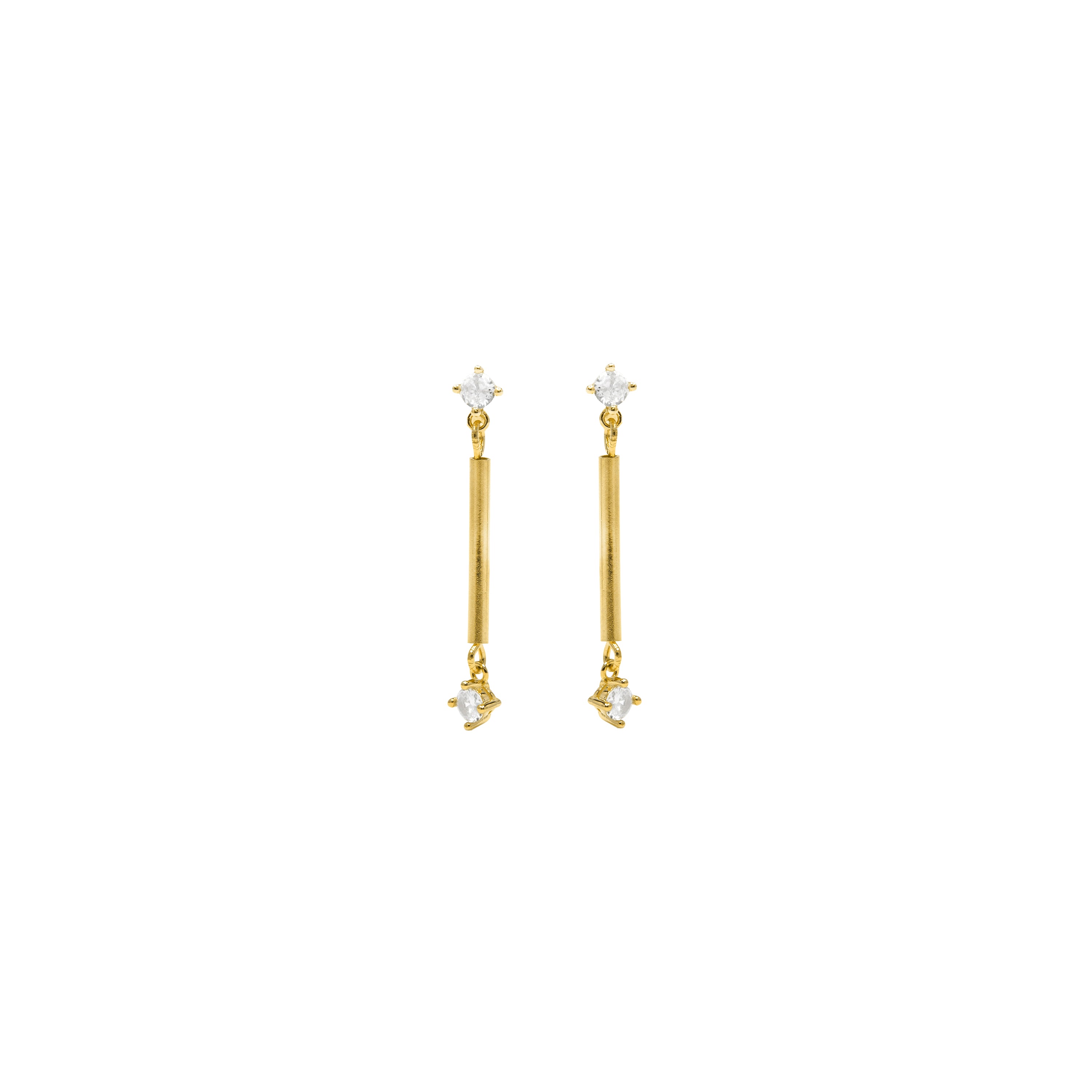 Pendientes de Plata de Ley 925 y Circonita Brillante acabado en oro amarillo 18k - Ingha