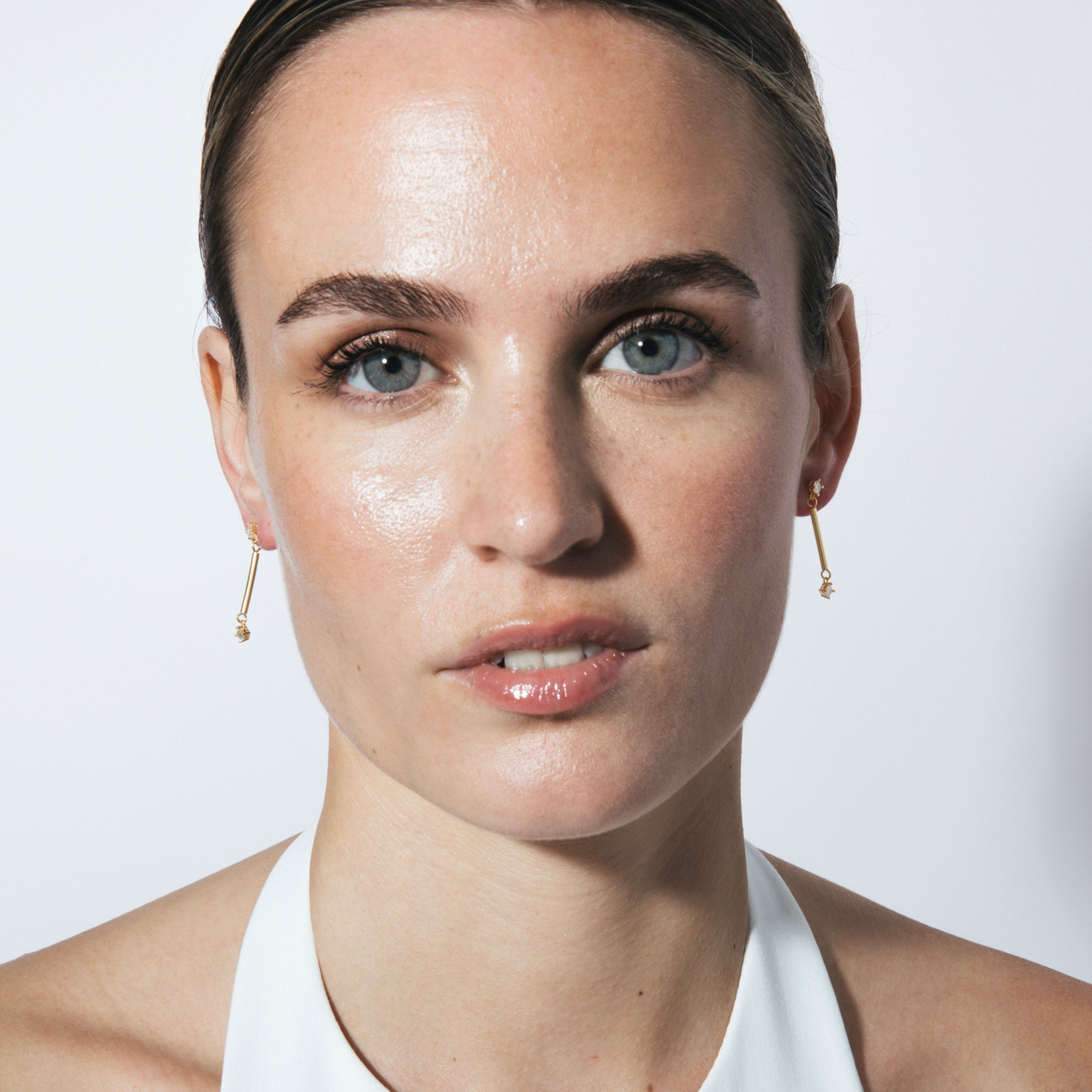 Pendientes de Plata de Ley 925 y Circonita Brillante acabado en oro amarillo 18k - Ingha