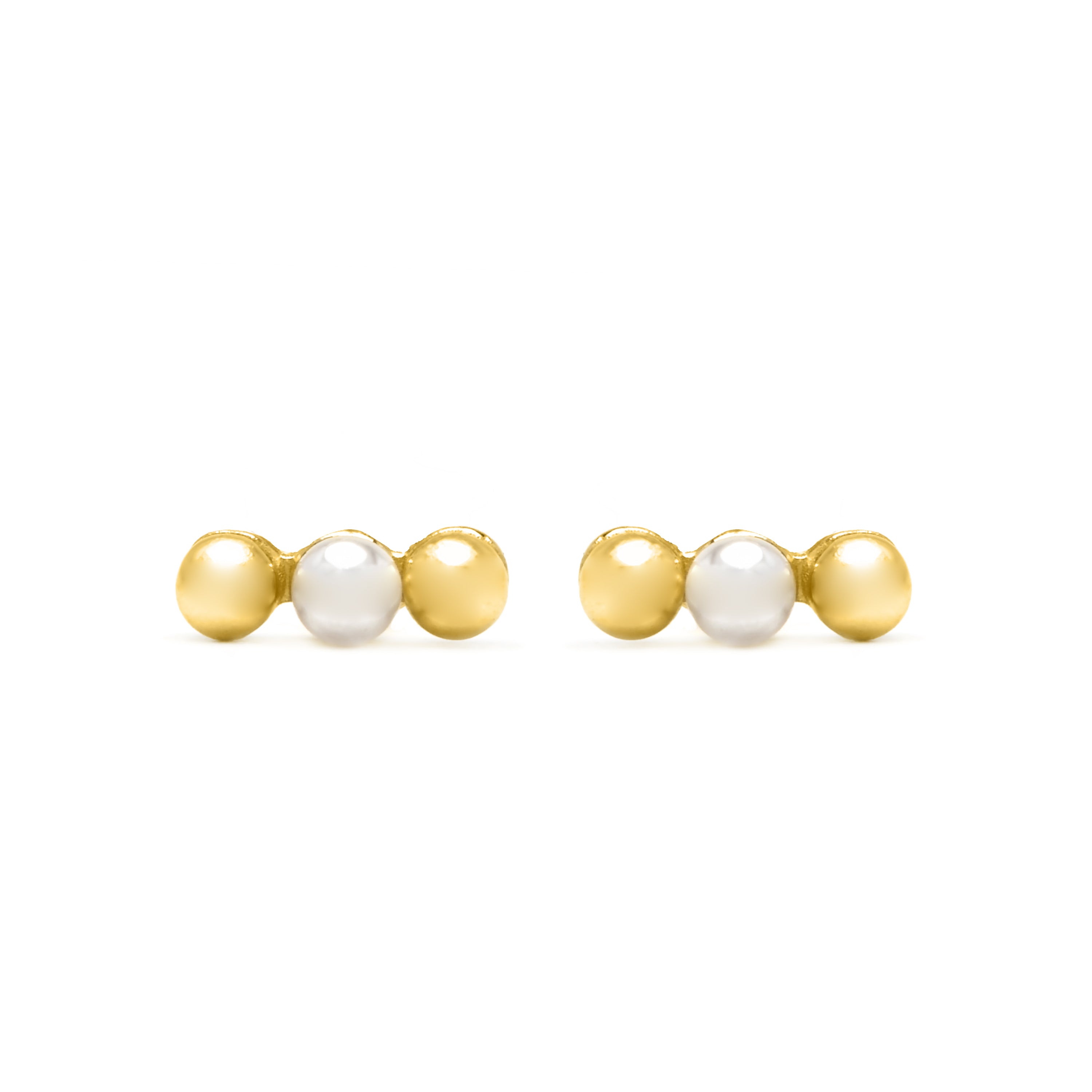 Pendientes de Plata de Ley 925 y Perla Blanca acabado en oro amarillo 18k - Zalex