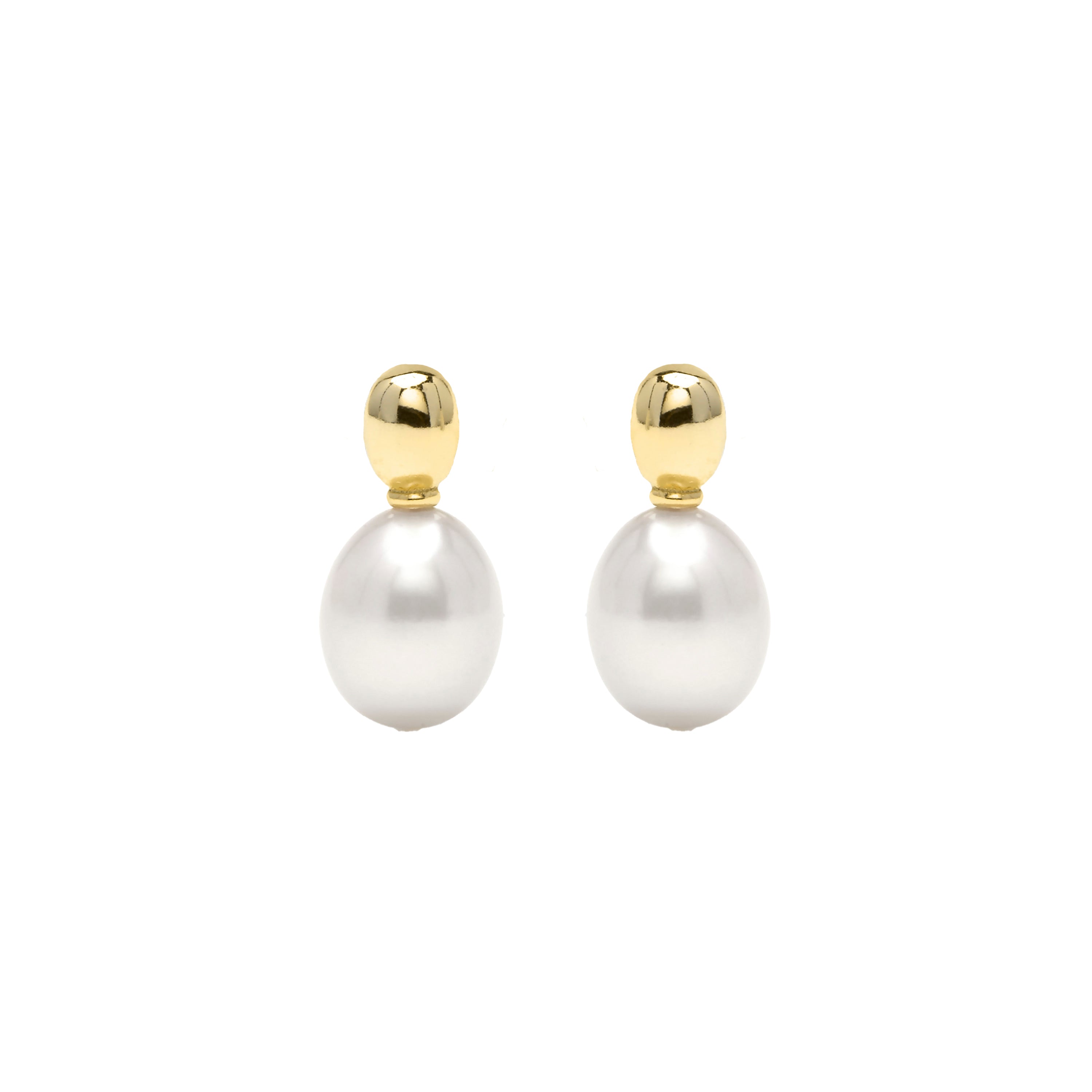 Pendientes de Plata de Ley 925 y Perla Blanca acabado en oro amarillo 18k - Inblan