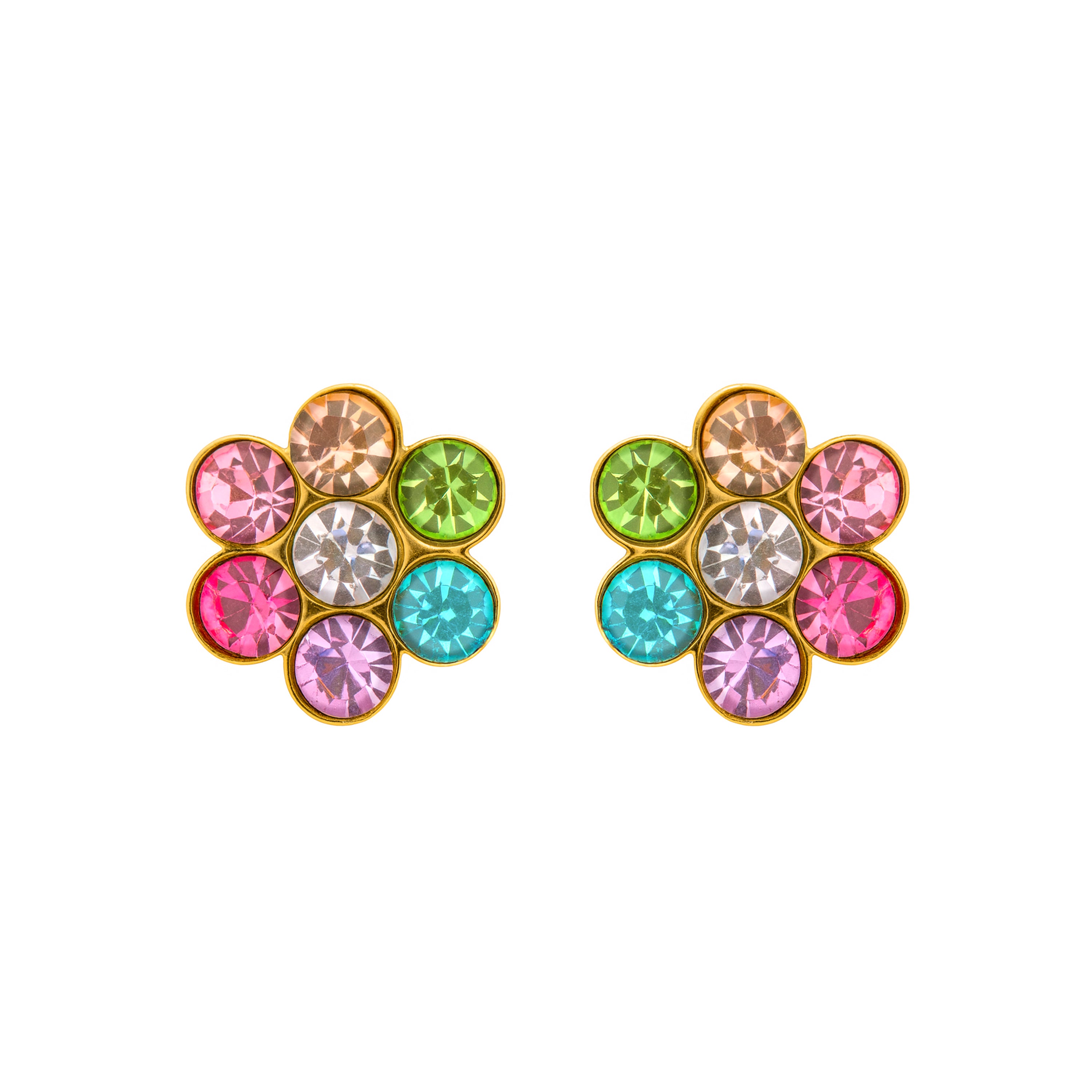 Pendientes de Plata de Ley 925 y Circonita Multicolor acabado en oro amarillo 18k - Mirles