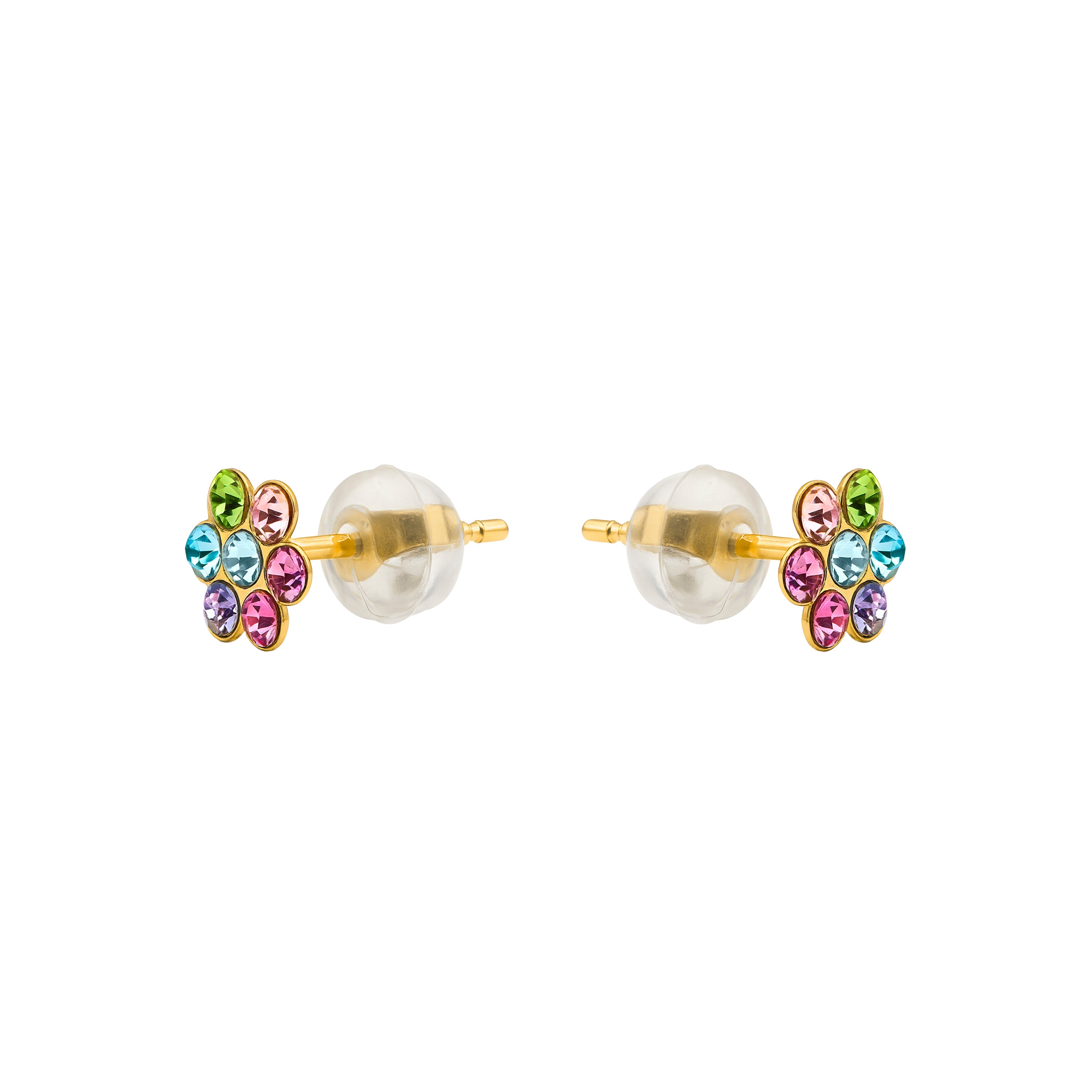 Pendientes de Plata de Ley 925 y Circonita Multicolor acabado en oro amarillo 18k - Mirles