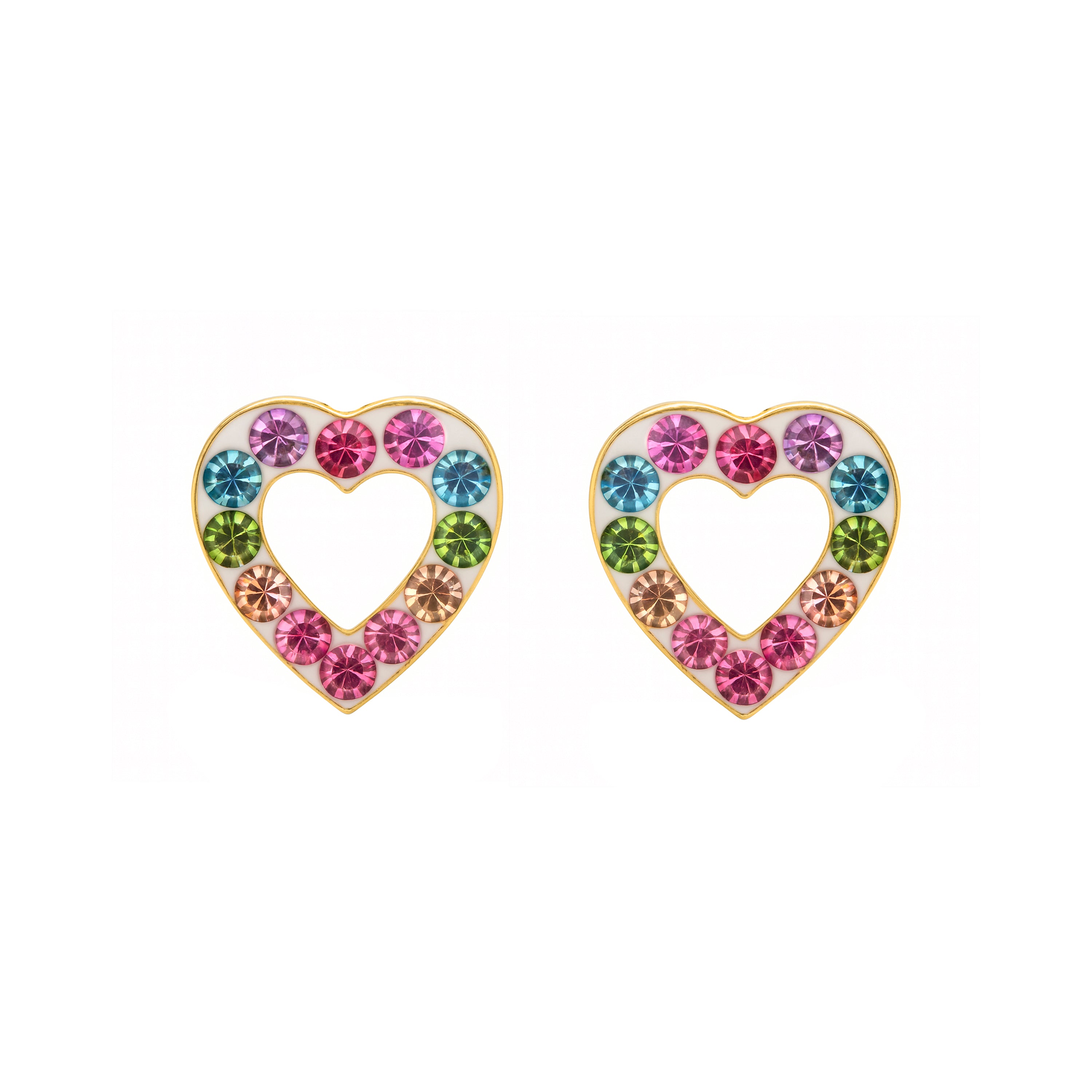 Pendientes de Plata de Ley 925 y Circonita Multicolor acabado en oro amarillo 18k - Uba