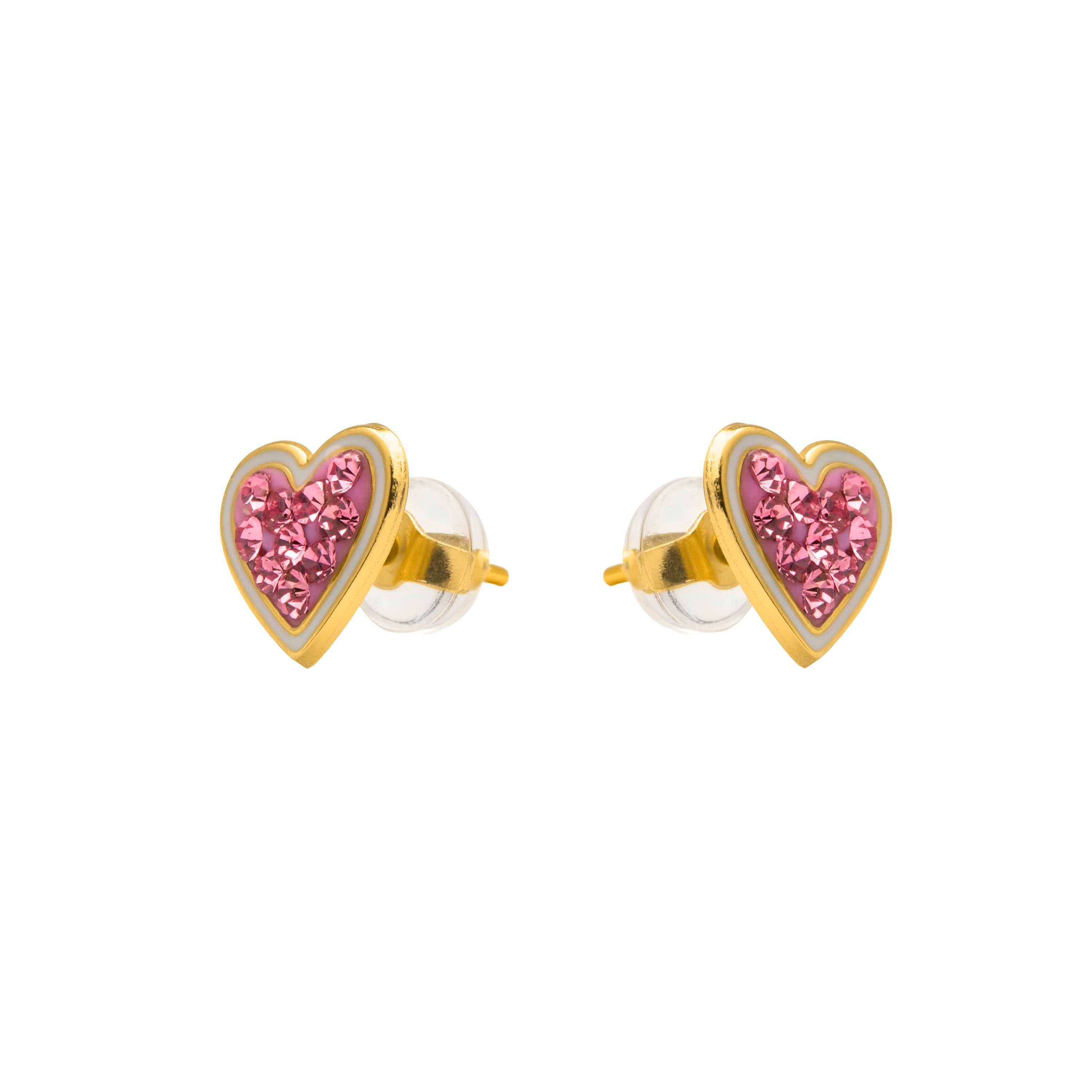 Pendientes de Plata de Ley 925 y Circonita Rosa acabado en oro amarillo 18k - Massa