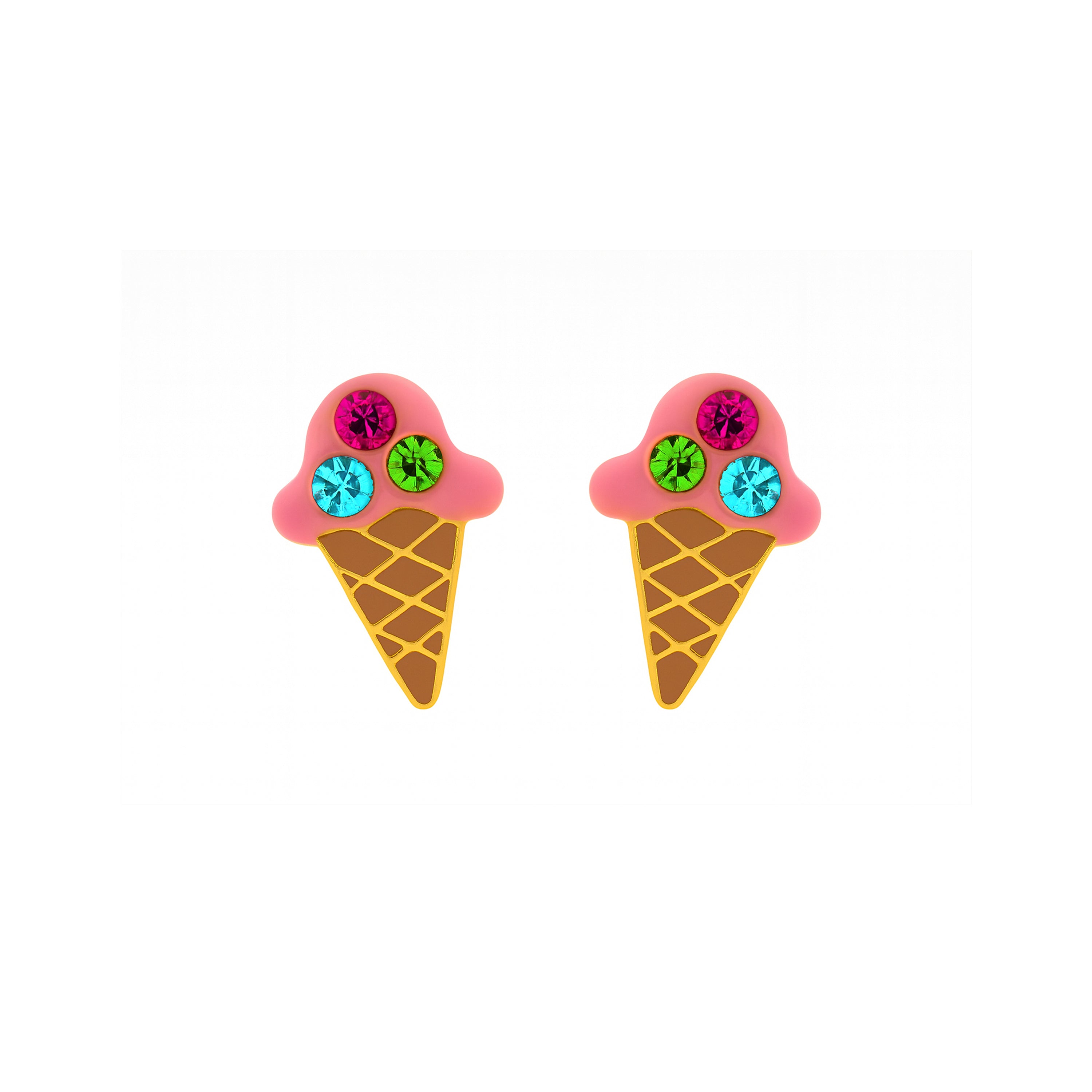 Pendientes de Plata de Ley 925 y Circonita Multicolor acabado en oro amarillo 18k - Khayoi