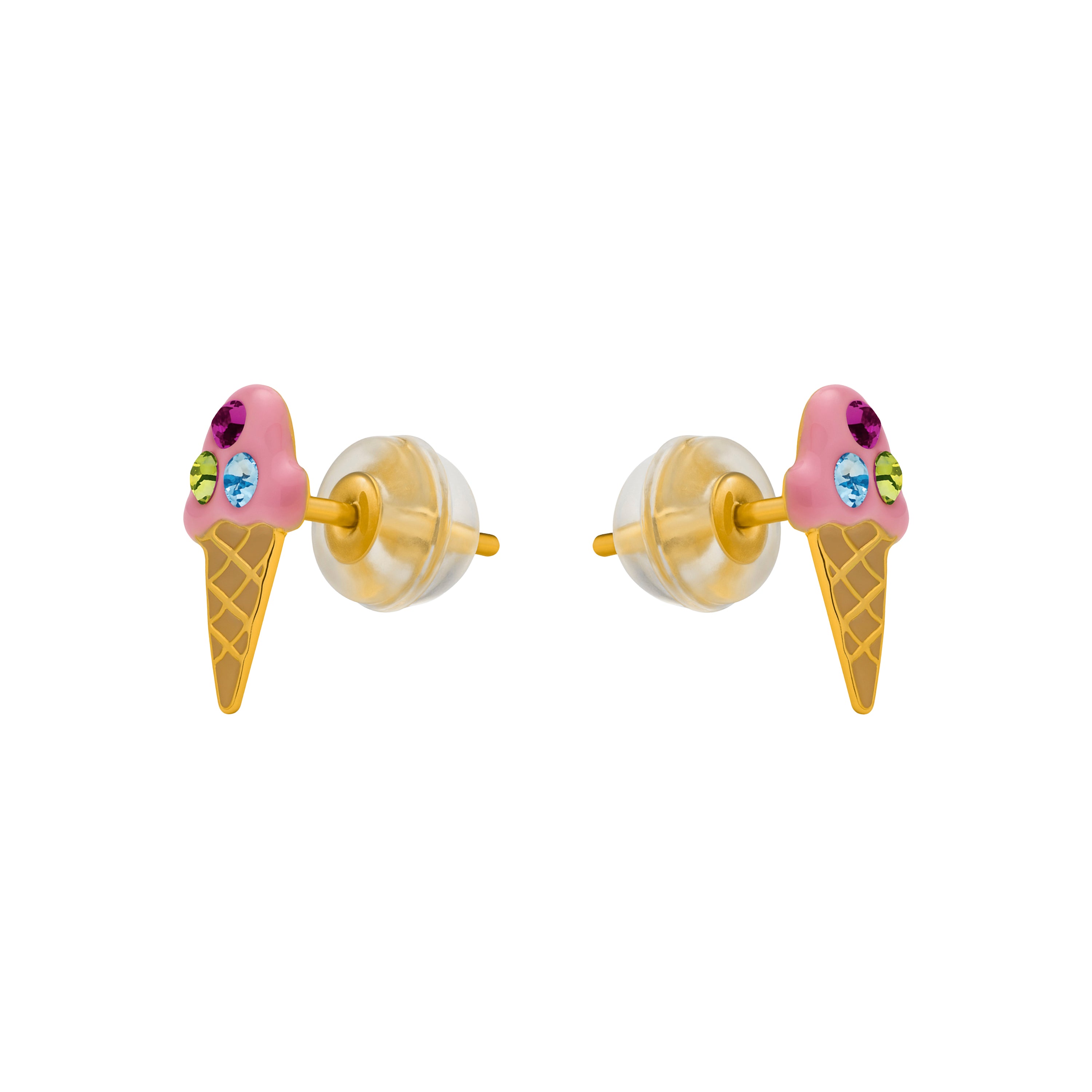 Pendientes de Plata de Ley 925 y Circonita Multicolor acabado en oro amarillo 18k - Khayoi