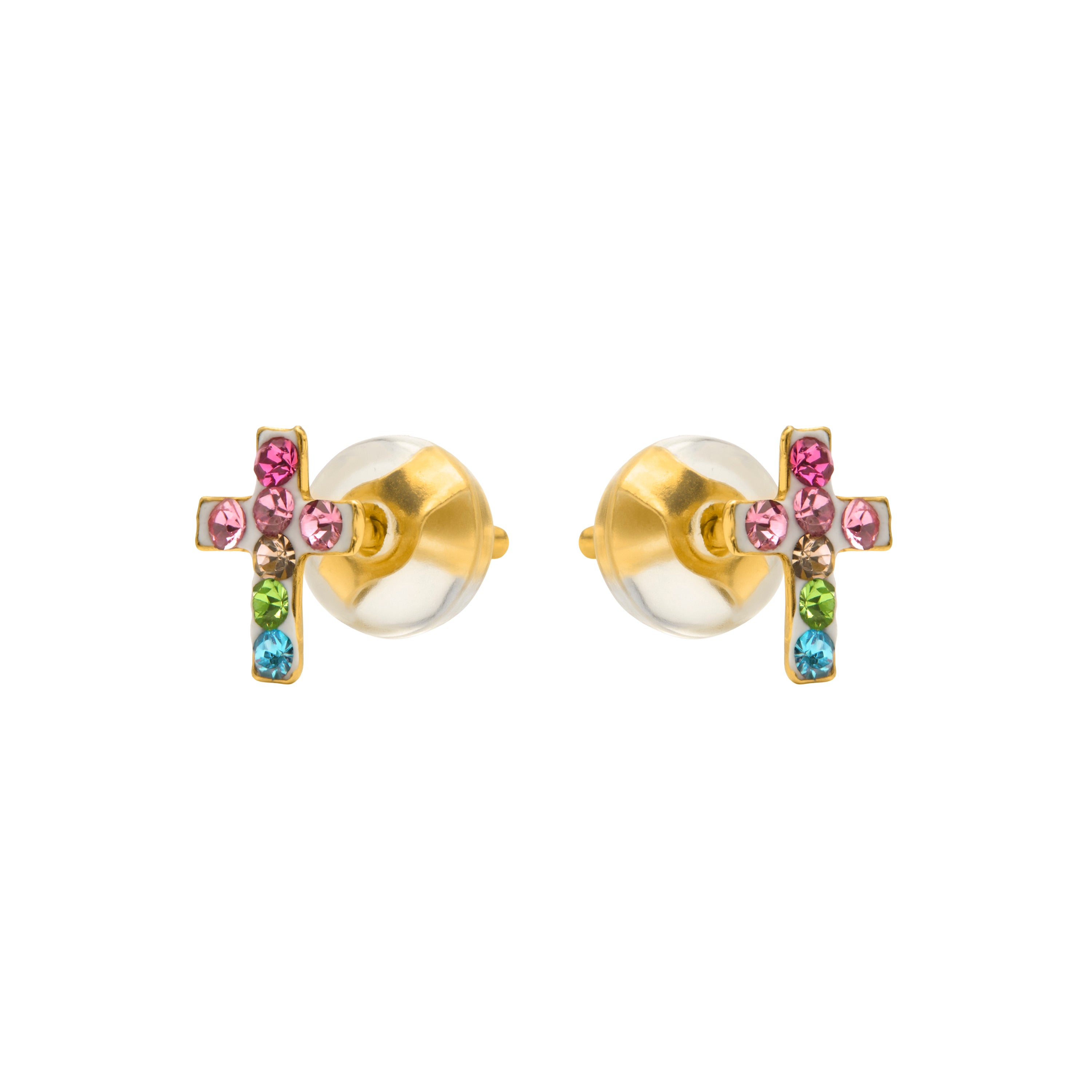 Pendientes de Plata de Ley 925 y Circonita Multicolor acabado en oro amarillo 18k - Tildra