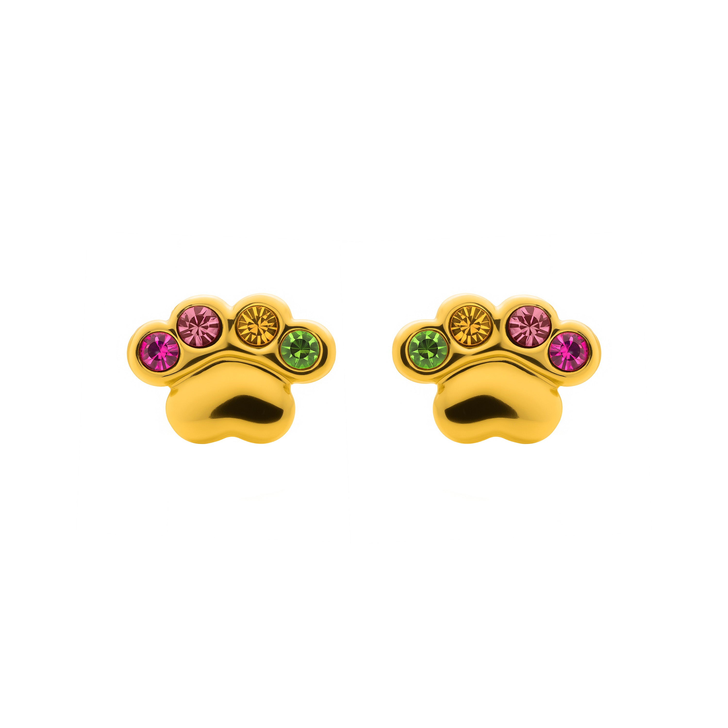 Pendientes de Plata de Ley 925 y Circonita Multicolor acabado en oro amarillo 18k - Narath