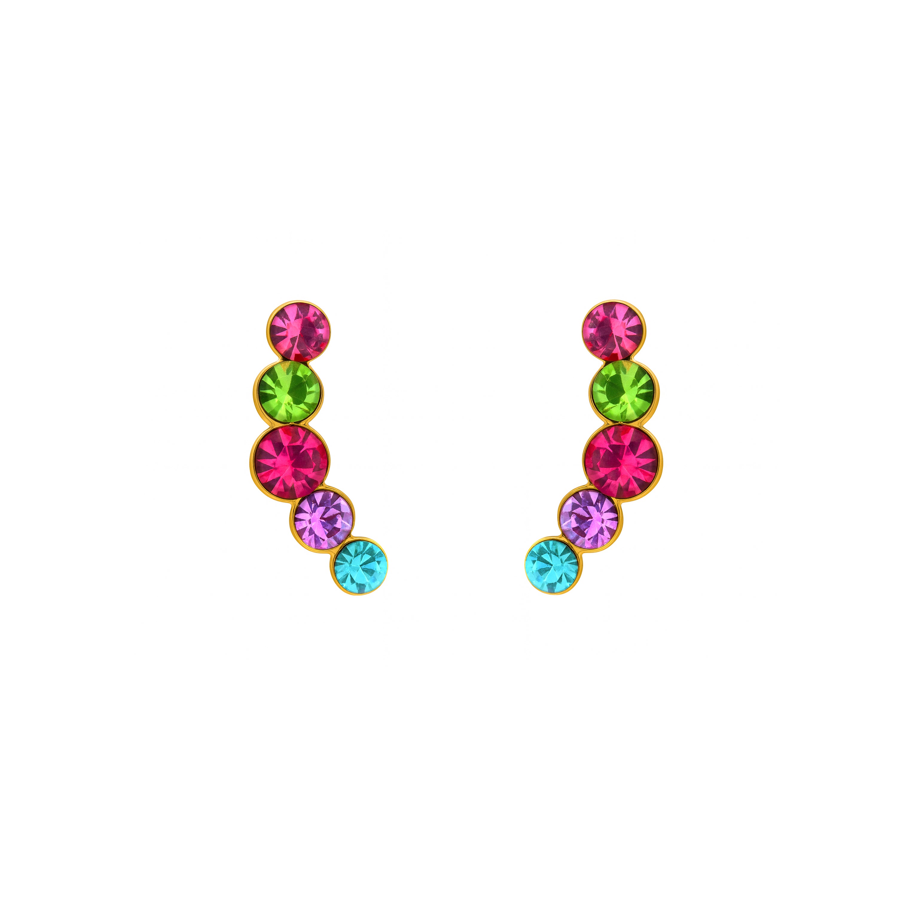 Pendientes de Plata de Ley 925 y Circonita Multicolor acabado en oro amarillo 18k - Kopar